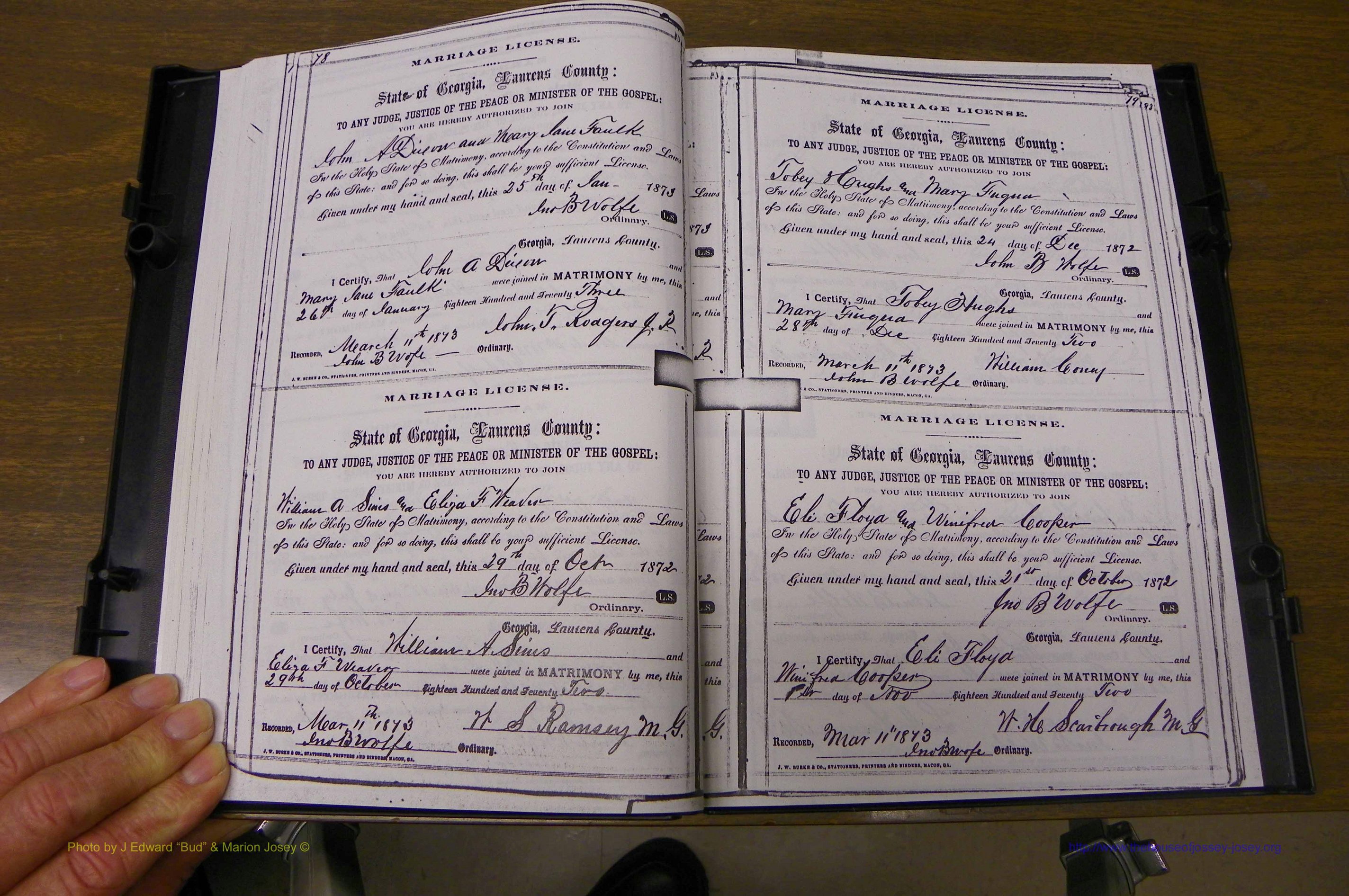 Laurens Co, GA, Marriages 1870 - 1879, P 078-079.JPG