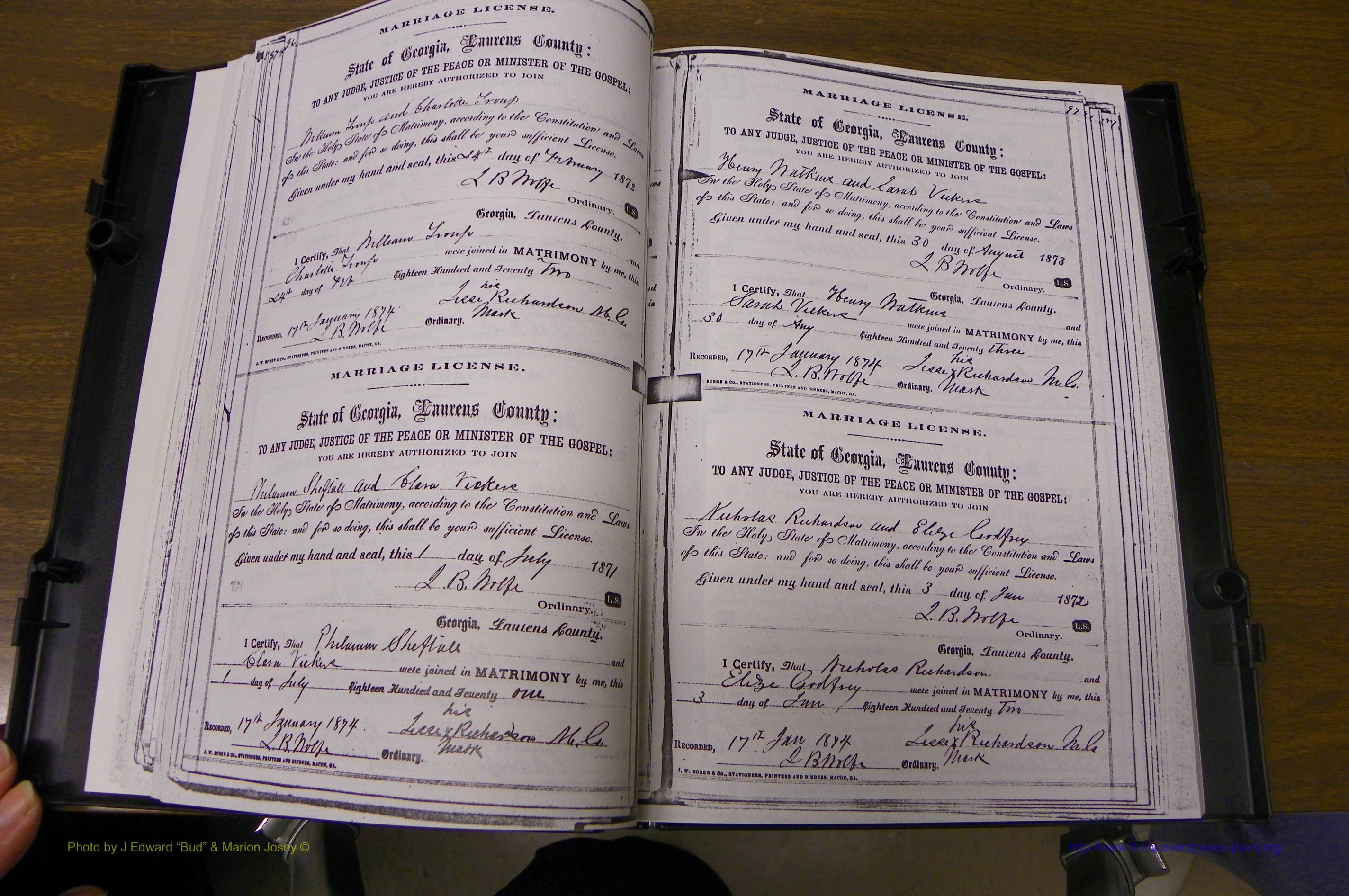 Laurens Co, GA, Marriages 1870 - 1879, P 096-097.JPG