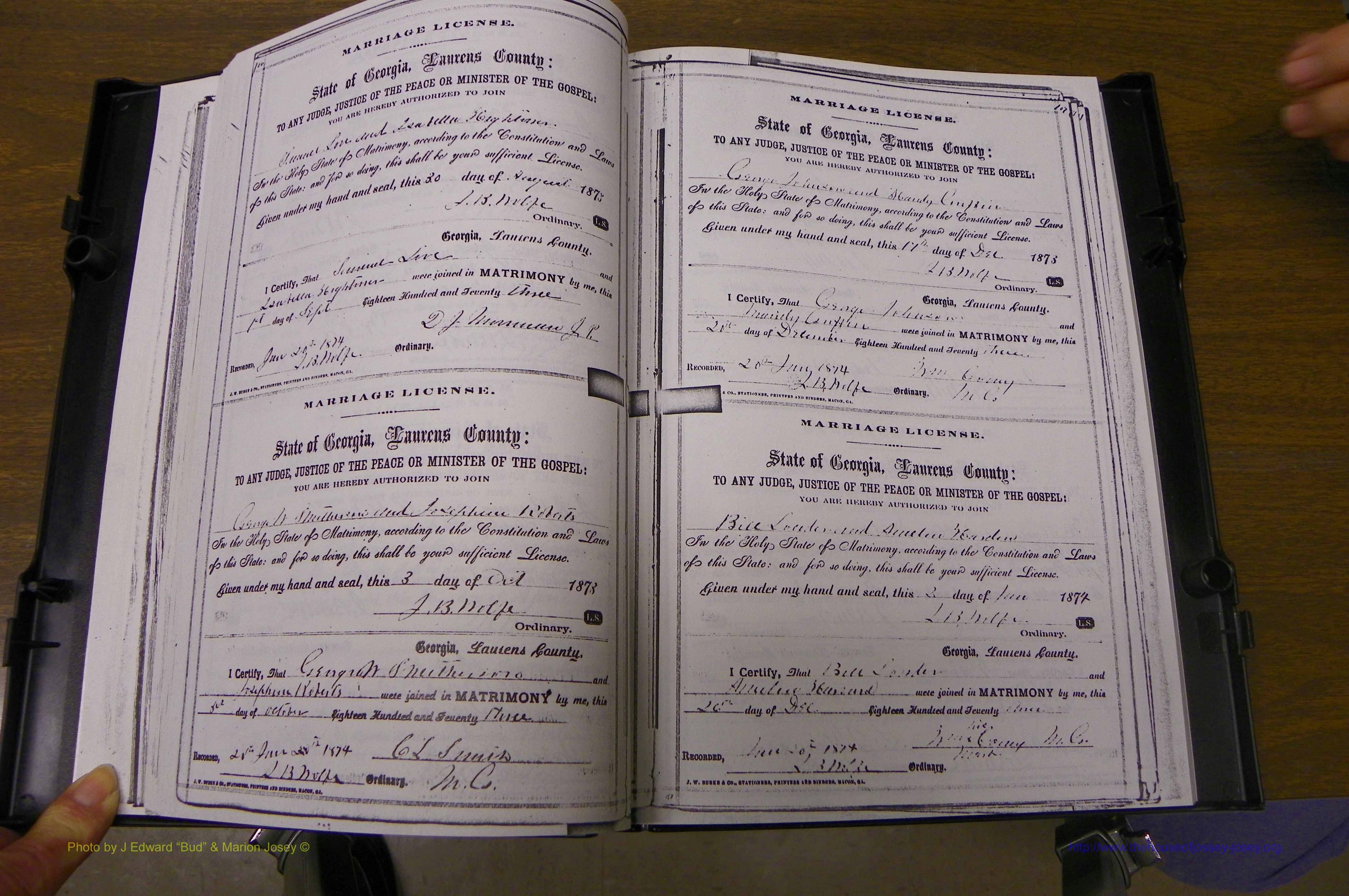 Laurens Co, GA, Marriages 1870 - 1879, P 106-107.JPG