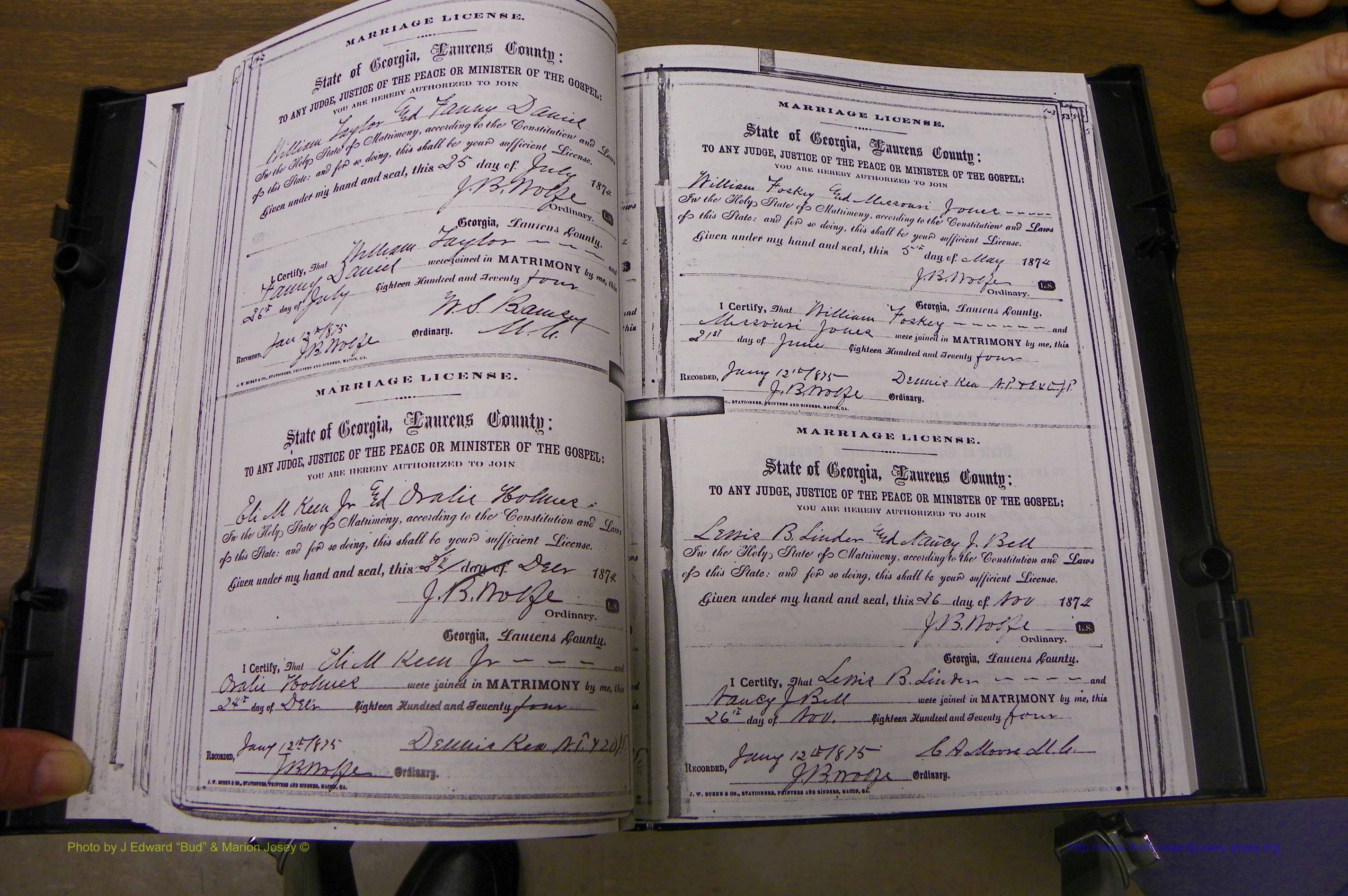 Laurens Co, GA, Marriages 1870 - 1879, P 142-143.JPG