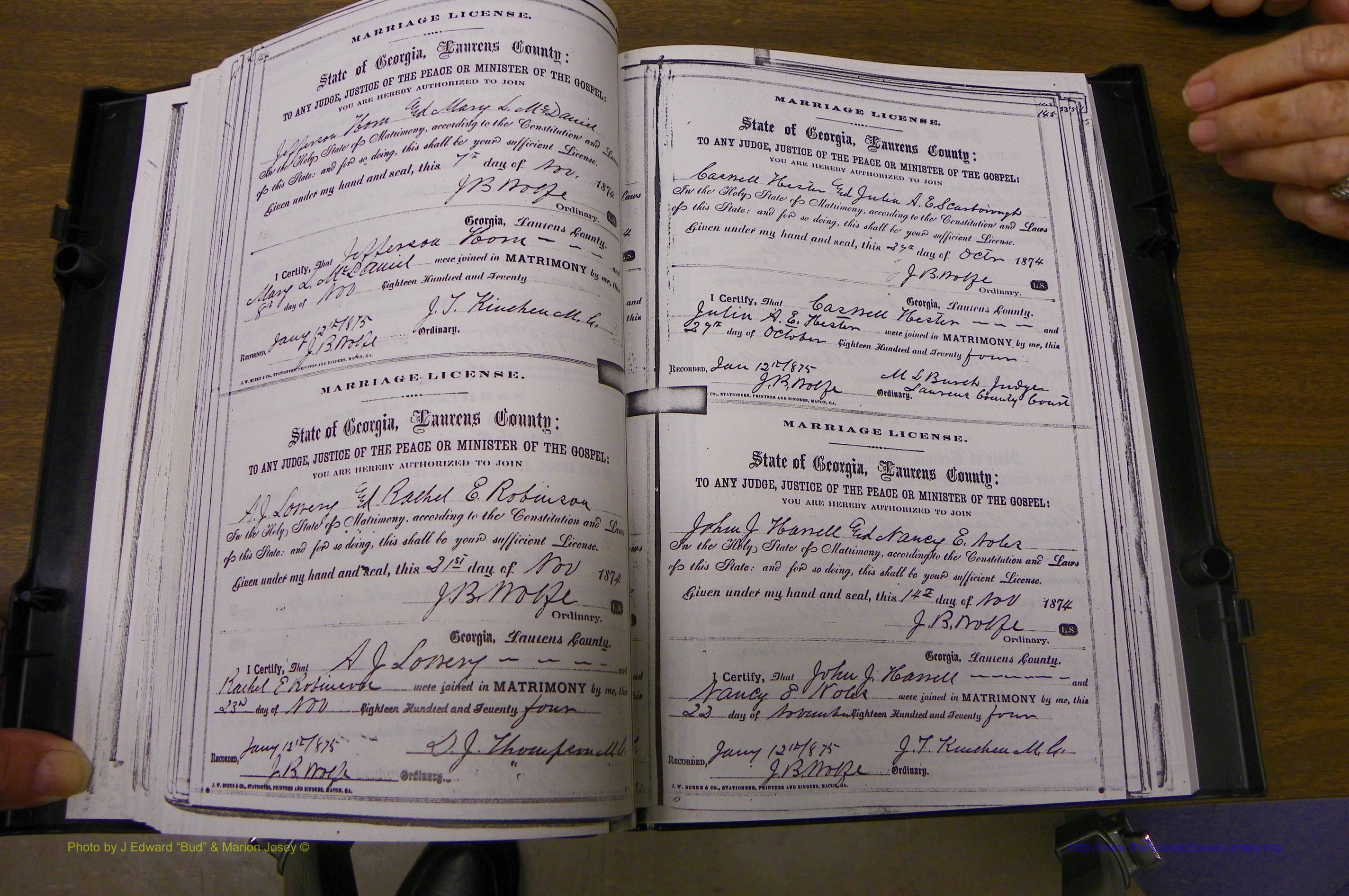 Laurens Co, GA, Marriages 1870 - 1879, P 144-145.JPG