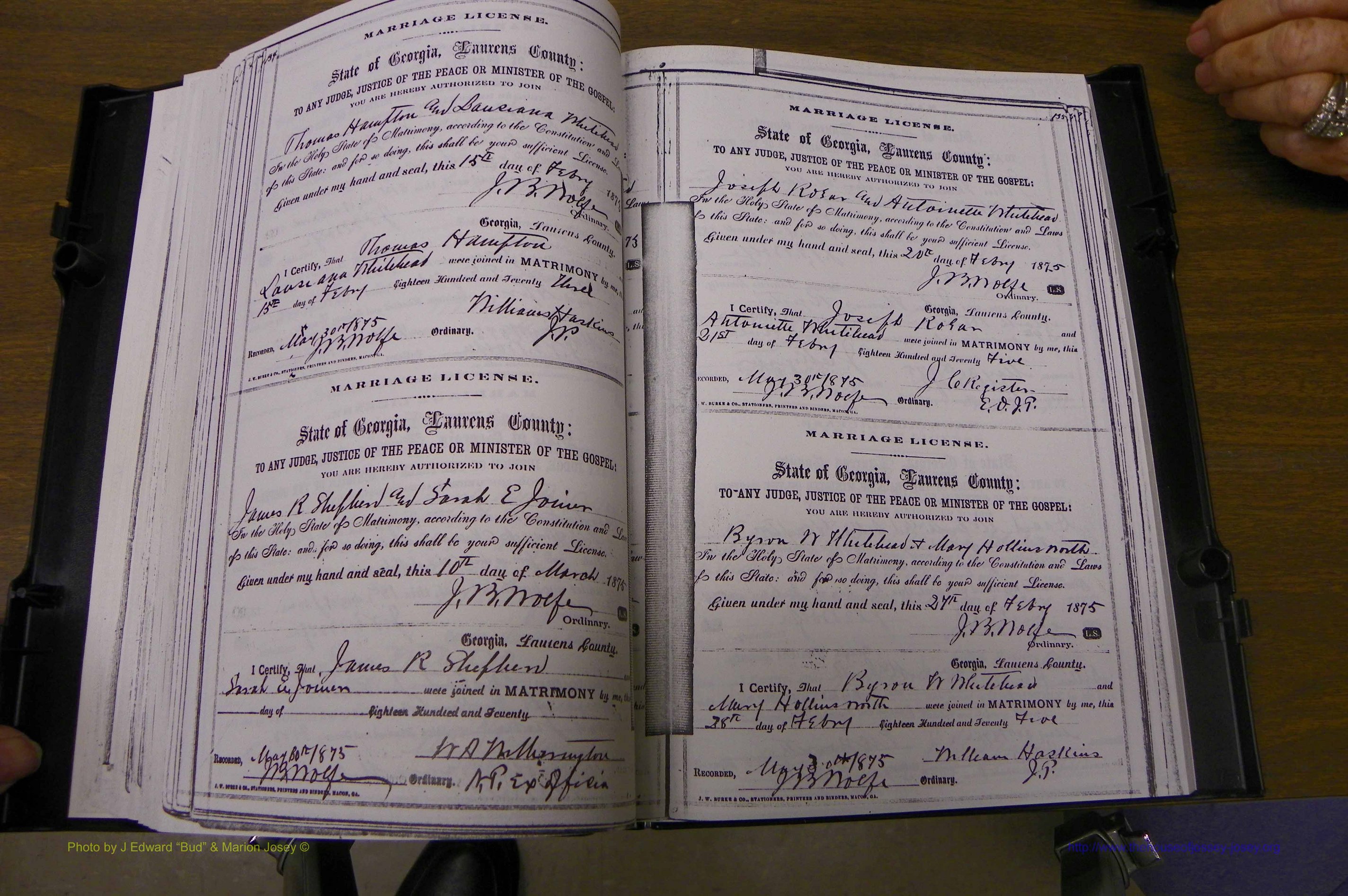 Laurens Co, GA, Marriages 1870 - 1879, P 154-155.JPG