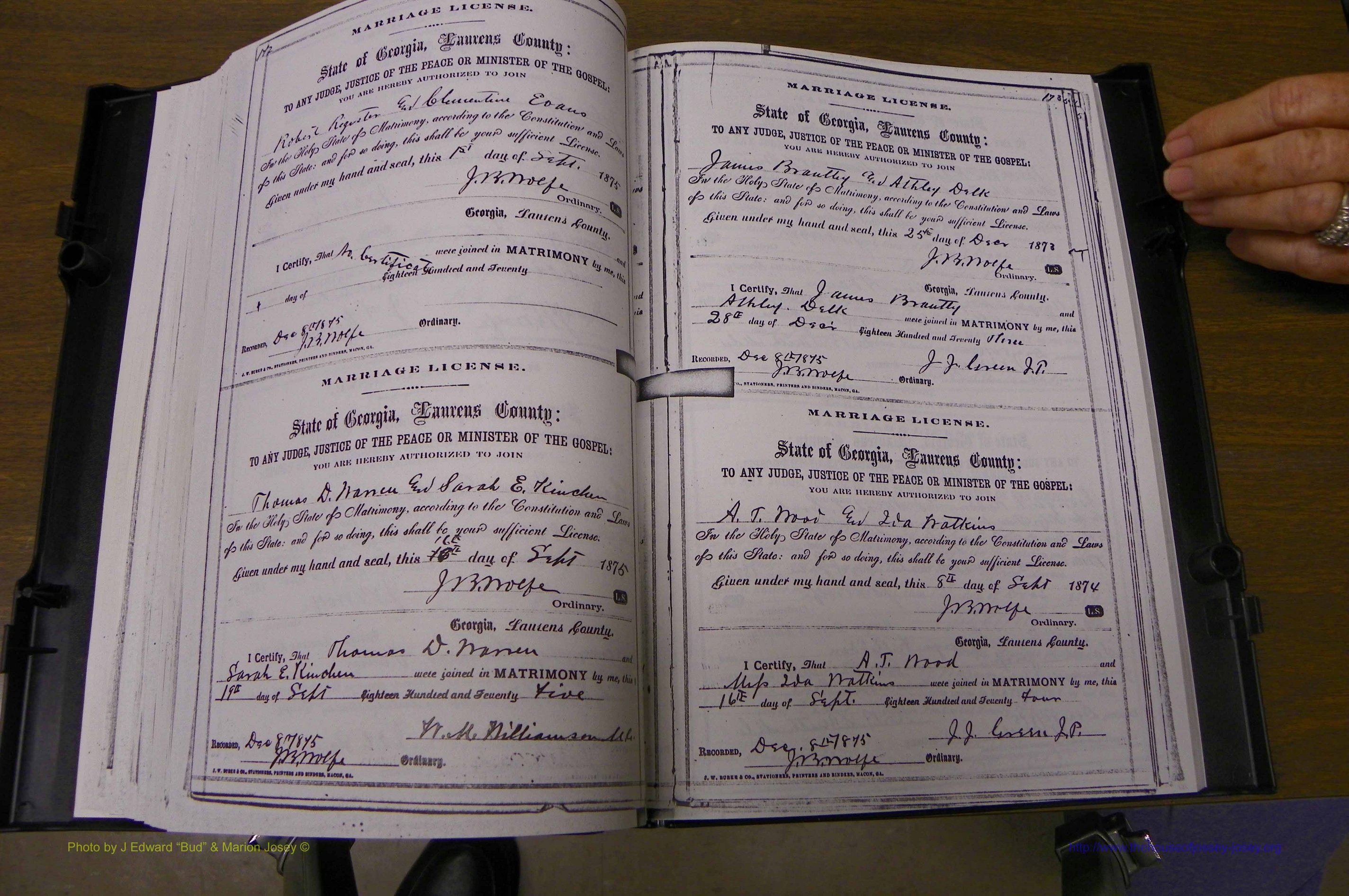 Laurens Co, GA, Marriages 1870 - 1879, P 172-173.JPG