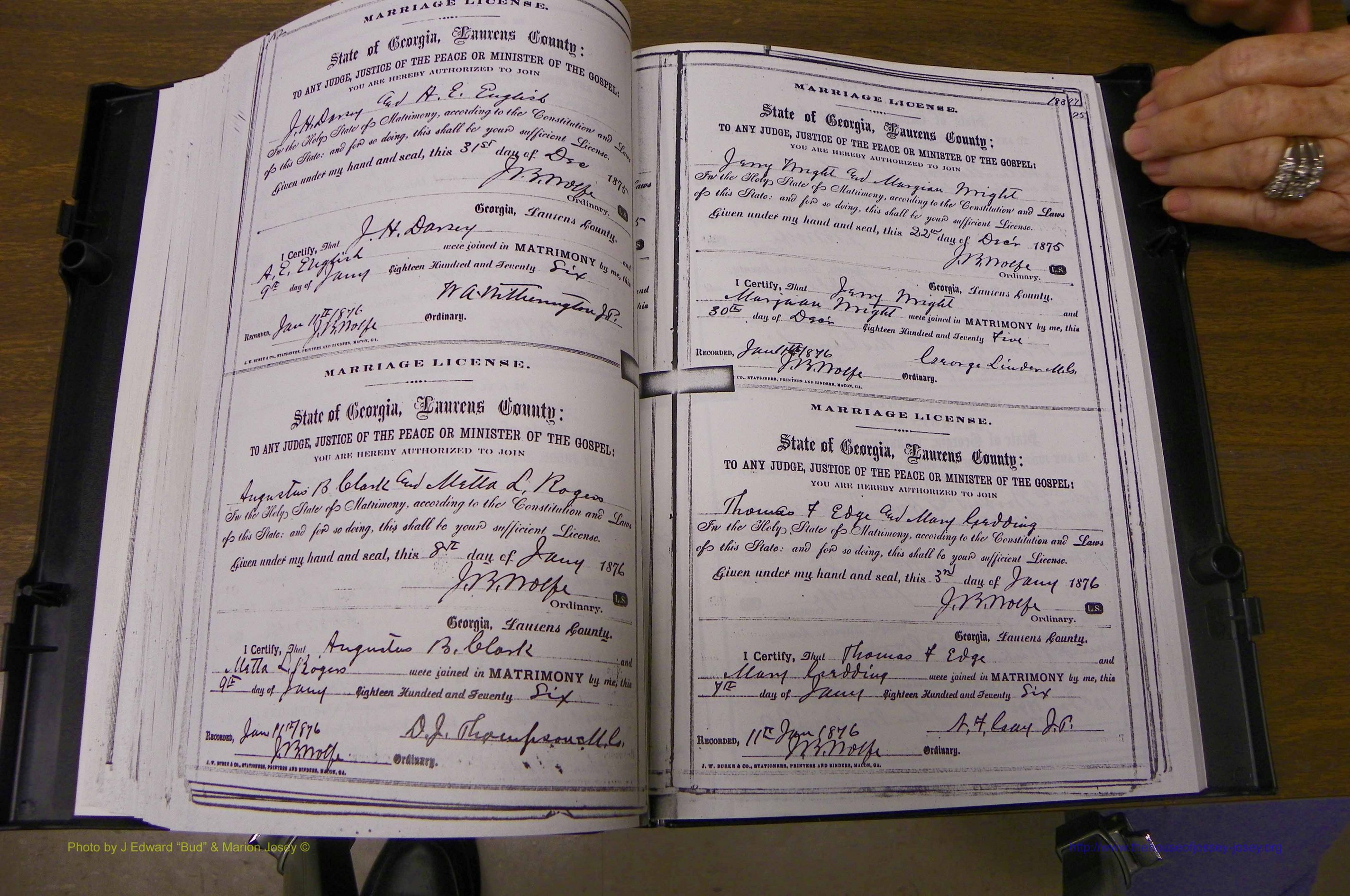 Laurens Co, GA, Marriages 1870 - 1879, P 182-183.JPG