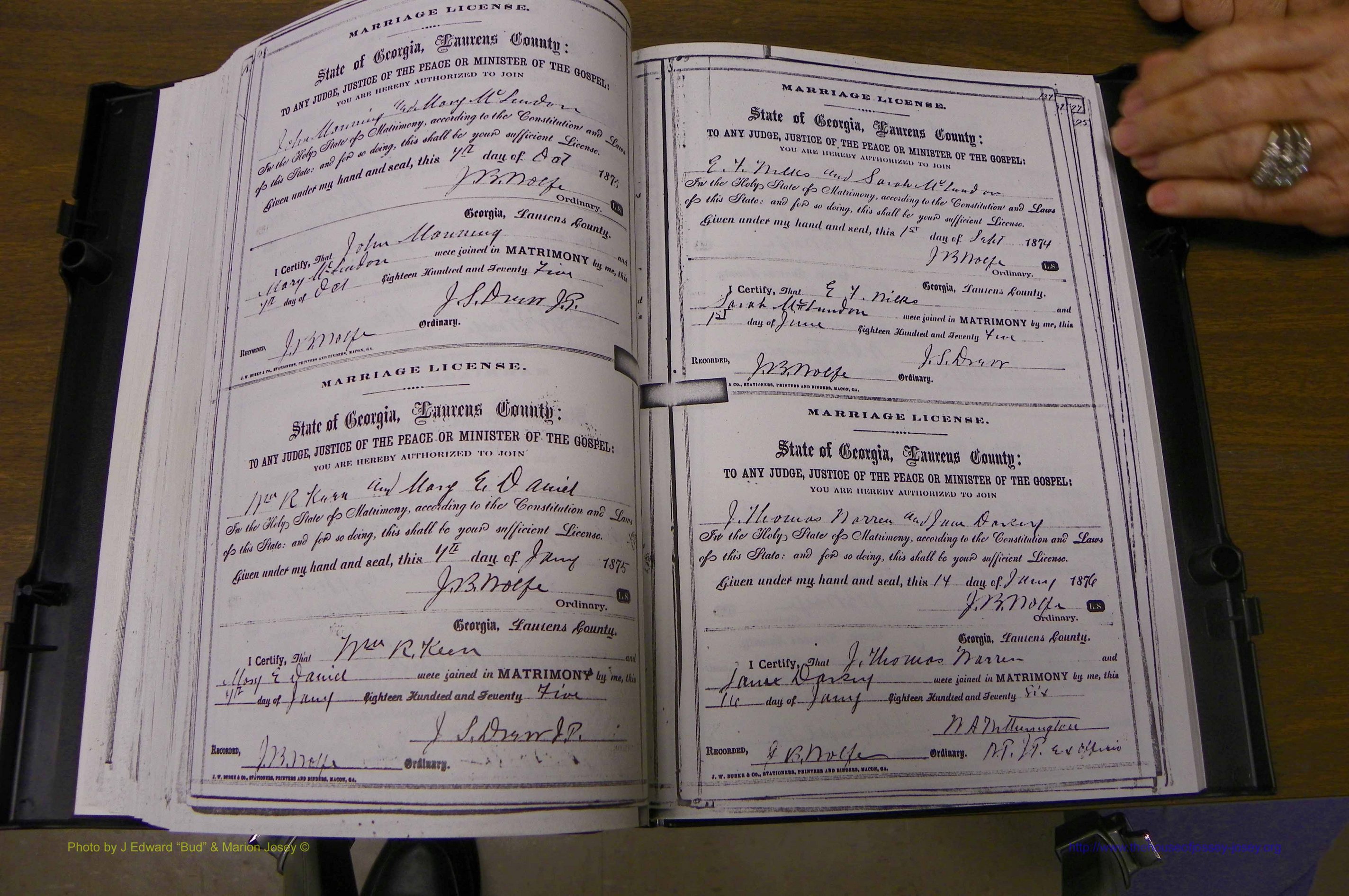 Laurens Co, GA, Marriages 1870 - 1879, P 186-187.JPG