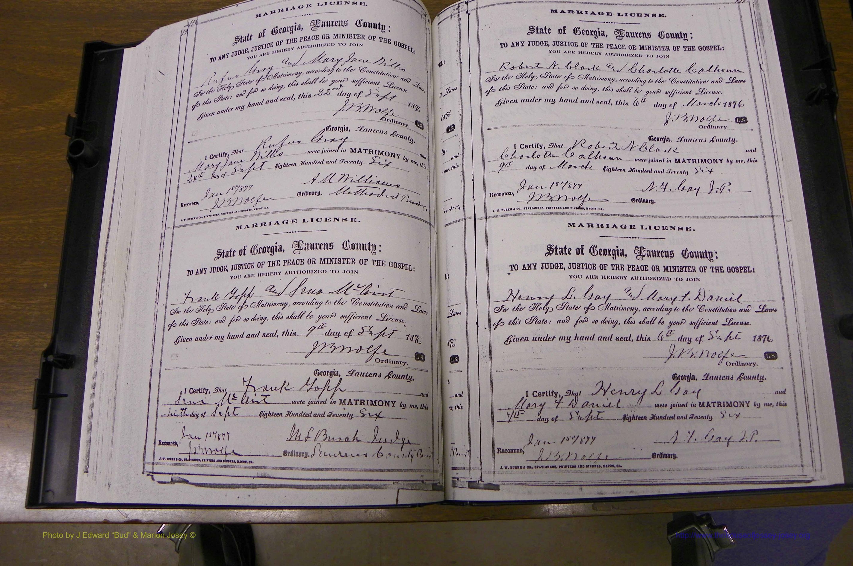 Laurens Co, GA, Marriages 1870 - 1879, P 198-199.JPG