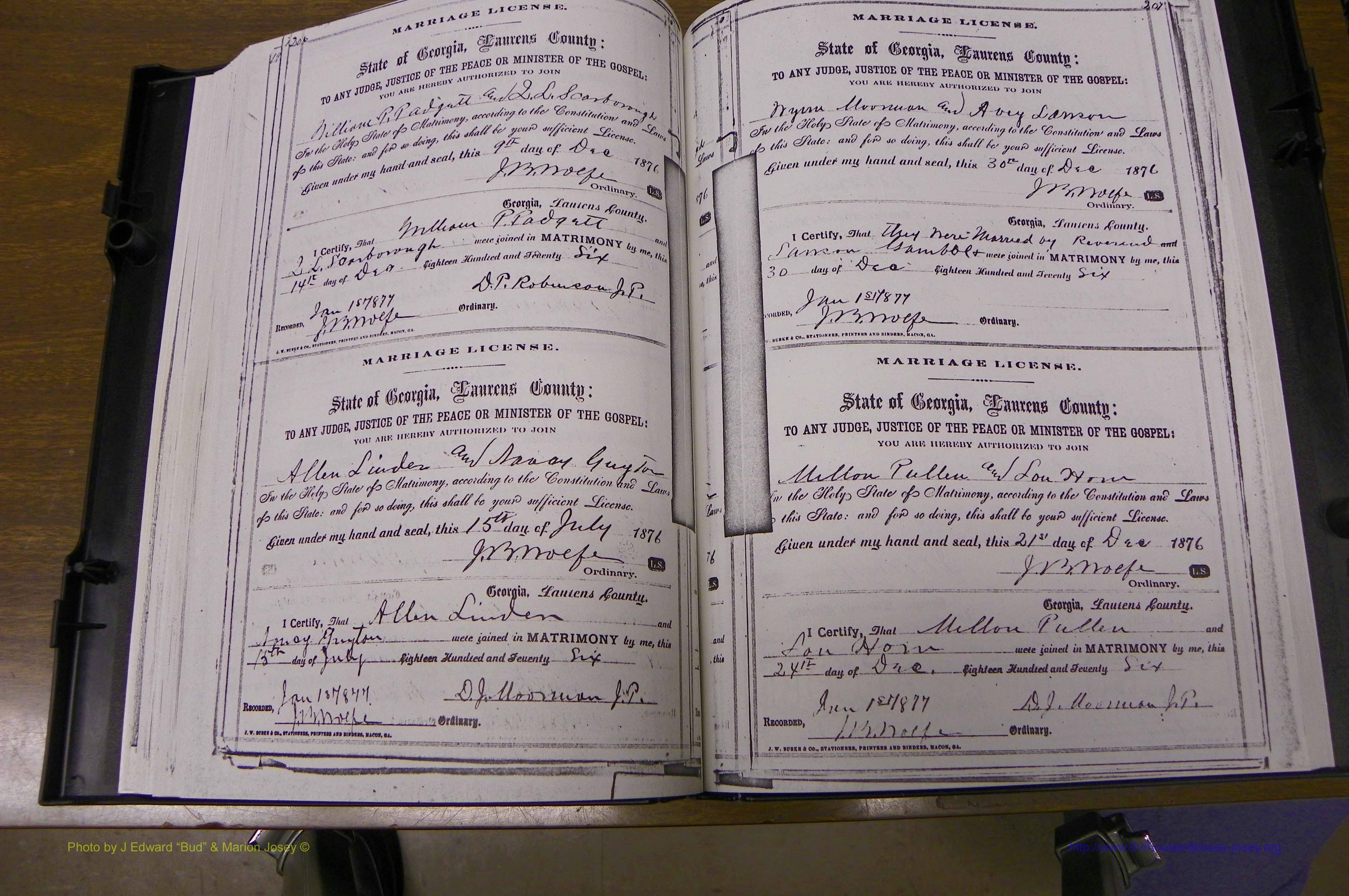 Laurens Co, GA, Marriages 1870 - 1879, P 206-207.JPG
