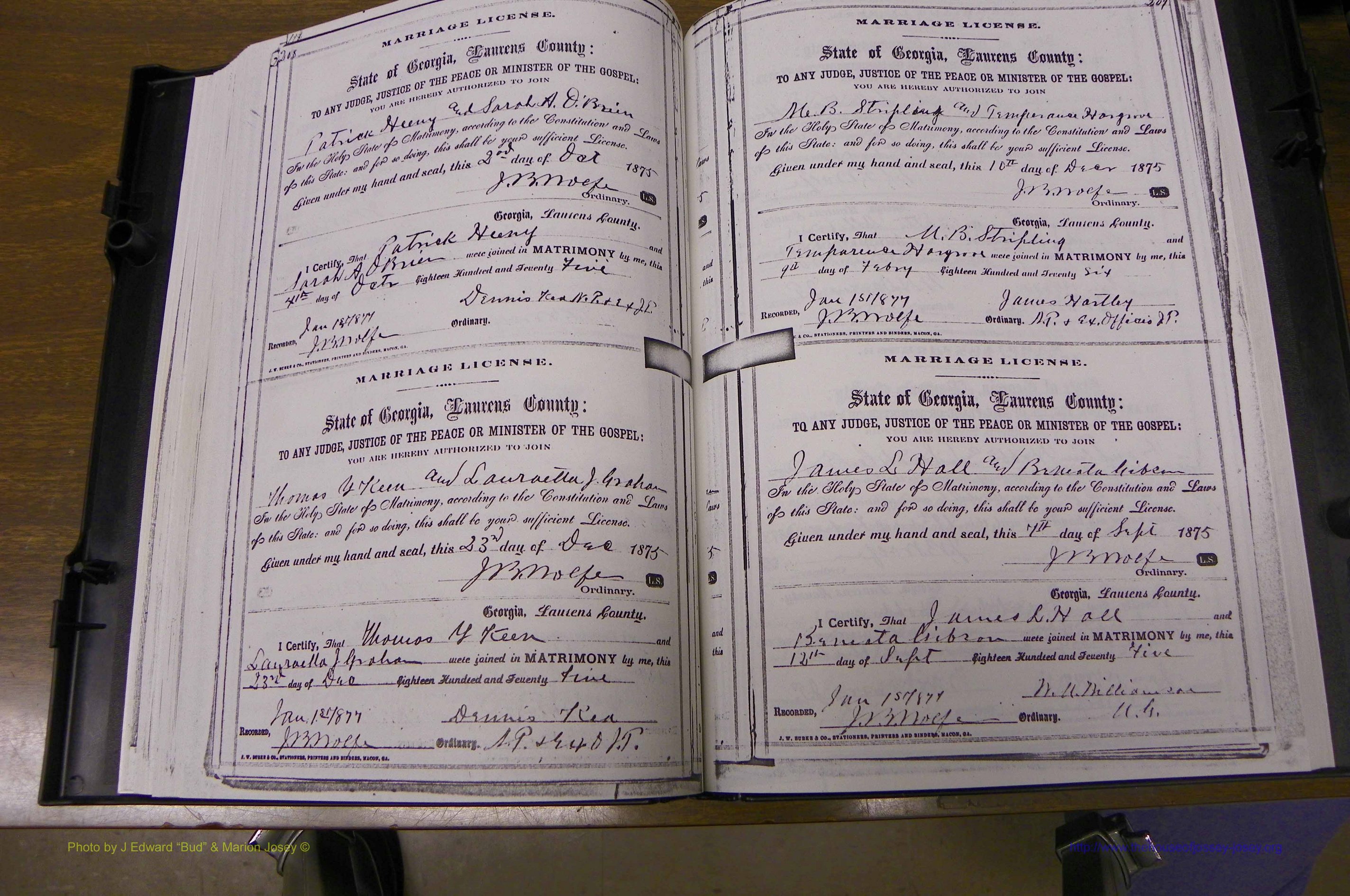 Laurens Co, GA, Marriages 1870 - 1879, P 208-209.JPG