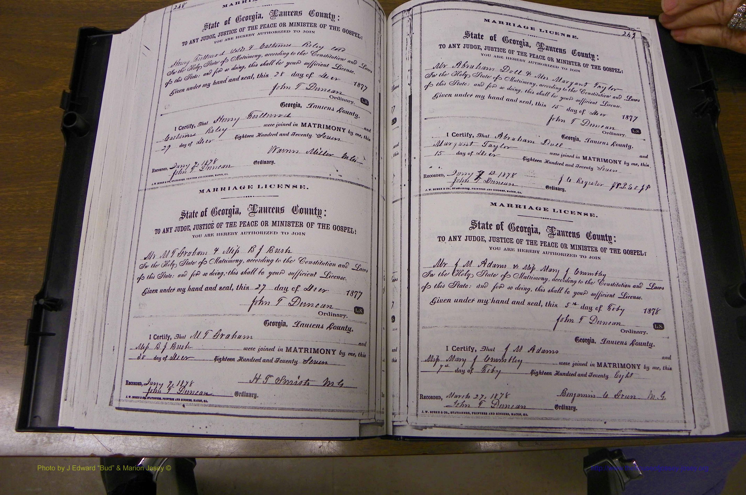 Laurens Co, GA, Marriages 1870 - 1879, P 248-249.JPG