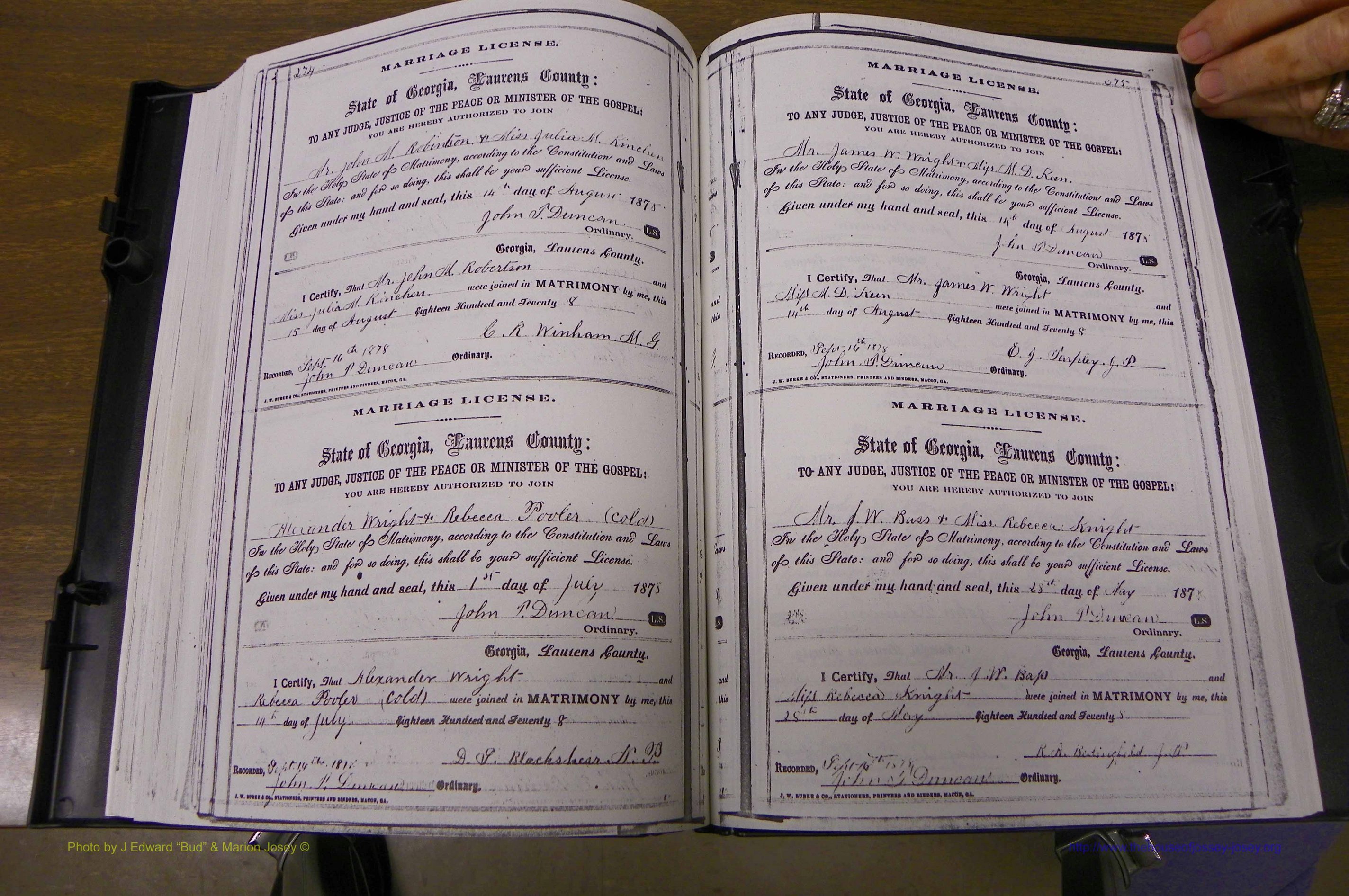 Laurens Co, GA, Marriages 1870 - 1879, P 274-275.JPG