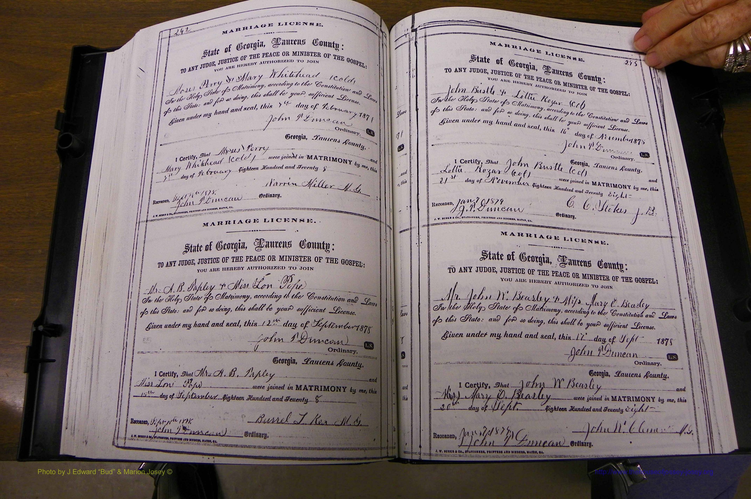Laurens Co, GA, Marriages 1870 - 1879, P 292-293.JPG