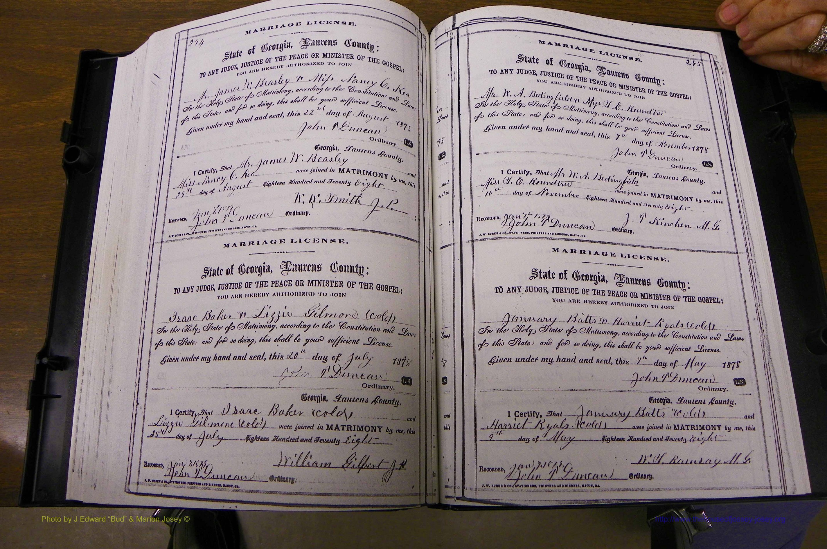 Laurens Co, GA, Marriages 1870 - 1879, P 294-295.JPG