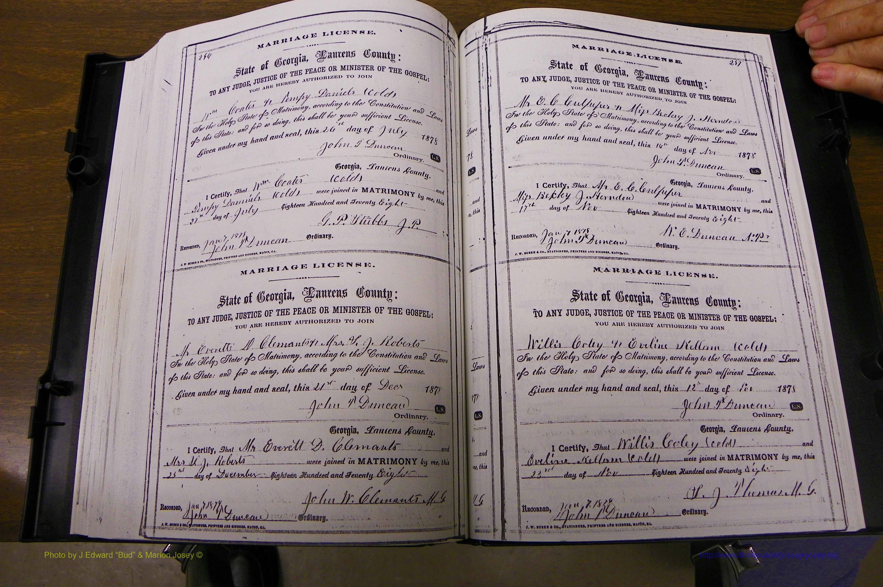 Laurens Co, GA, Marriages 1870 - 1879, P 296-297.JPG