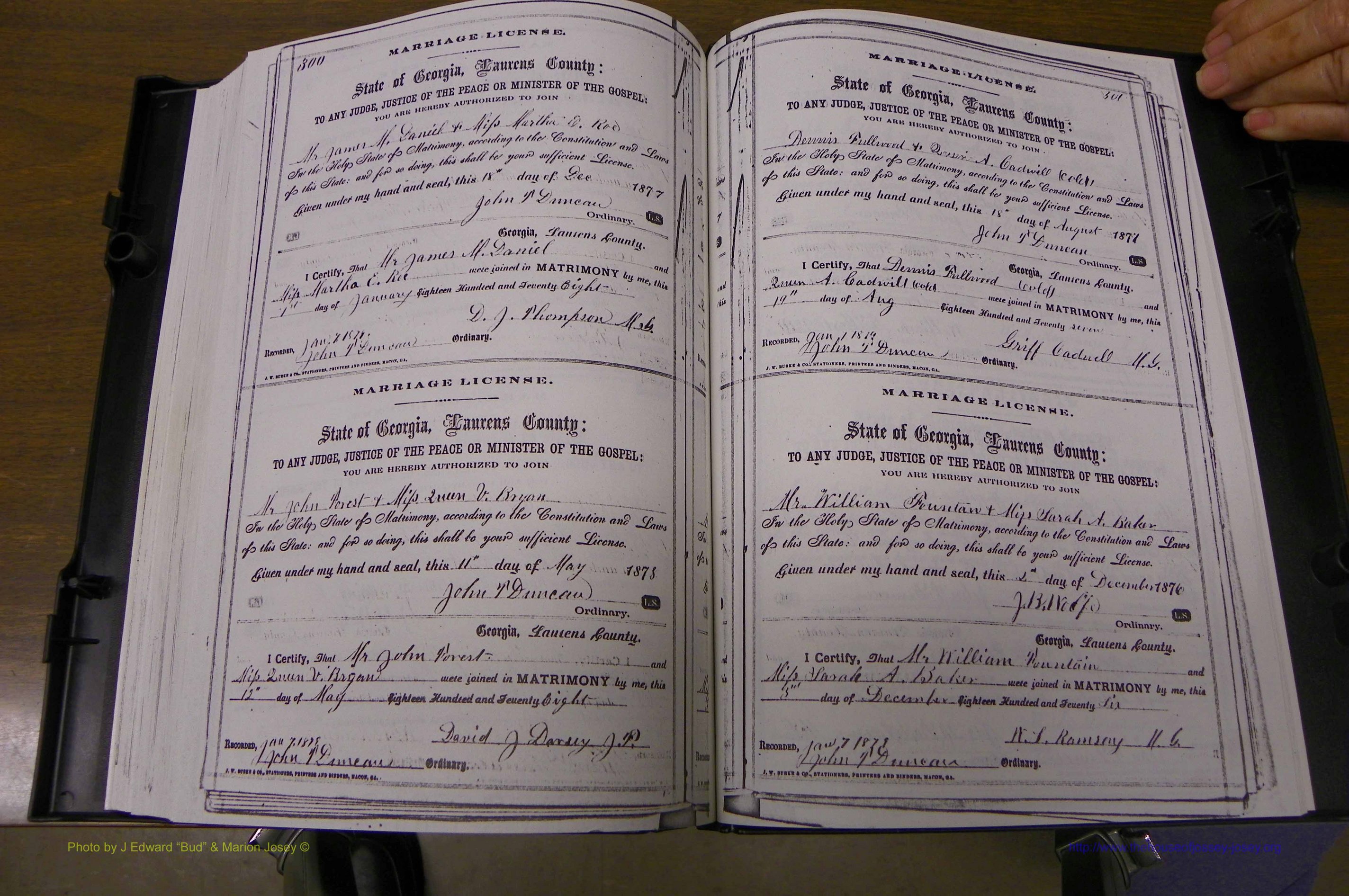 Laurens Co, GA, Marriages 1870 - 1879, P 300-301.JPG