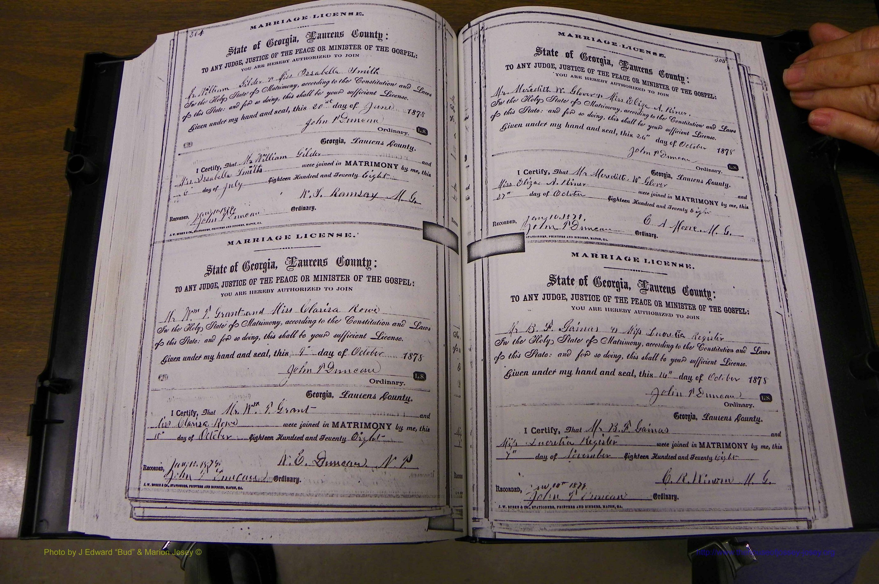Laurens Co, GA, Marriages 1870 - 1879, P 304-305.JPG