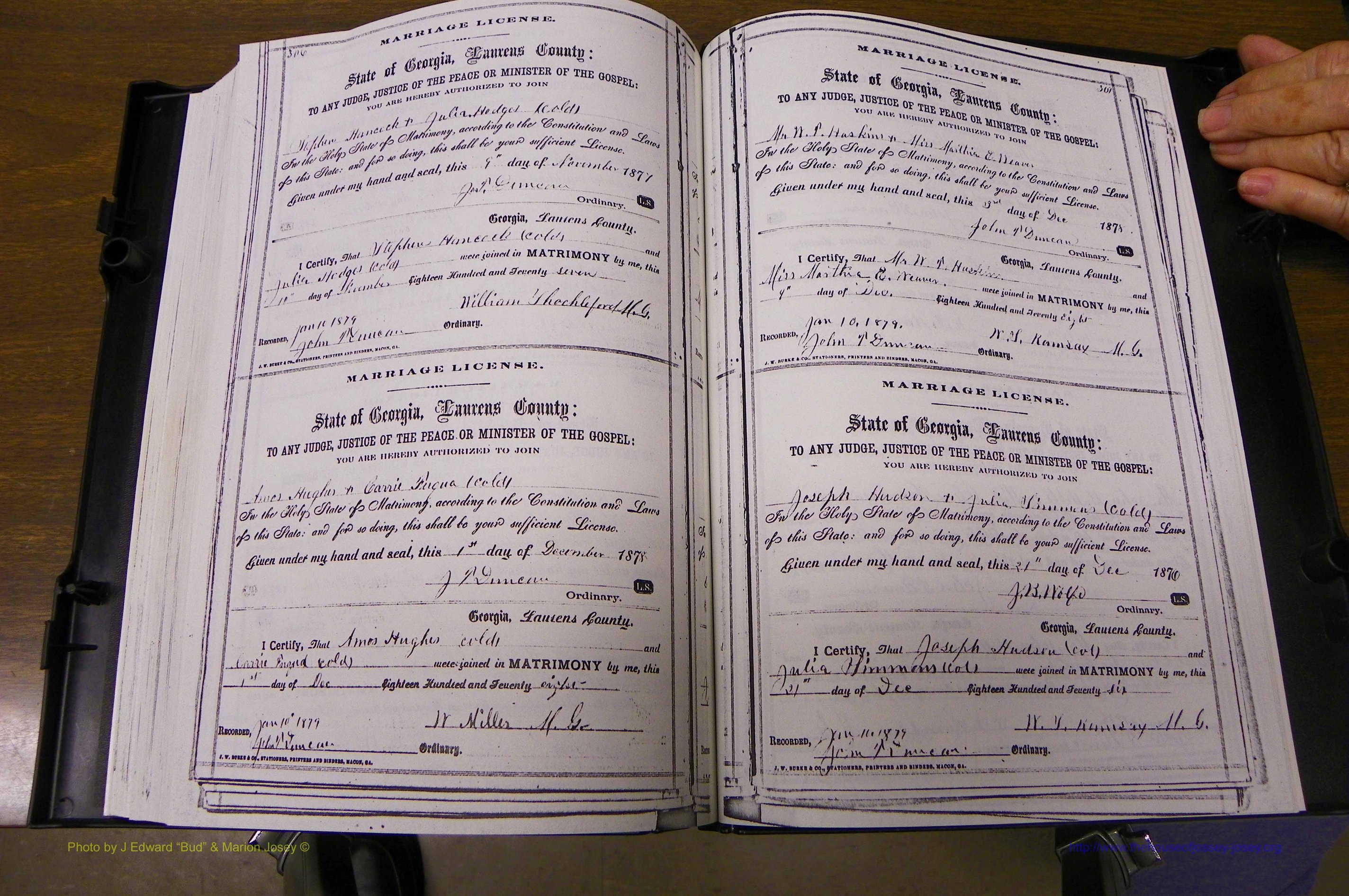 Laurens Co, GA, Marriages 1870 - 1879, P 306-307.JPG