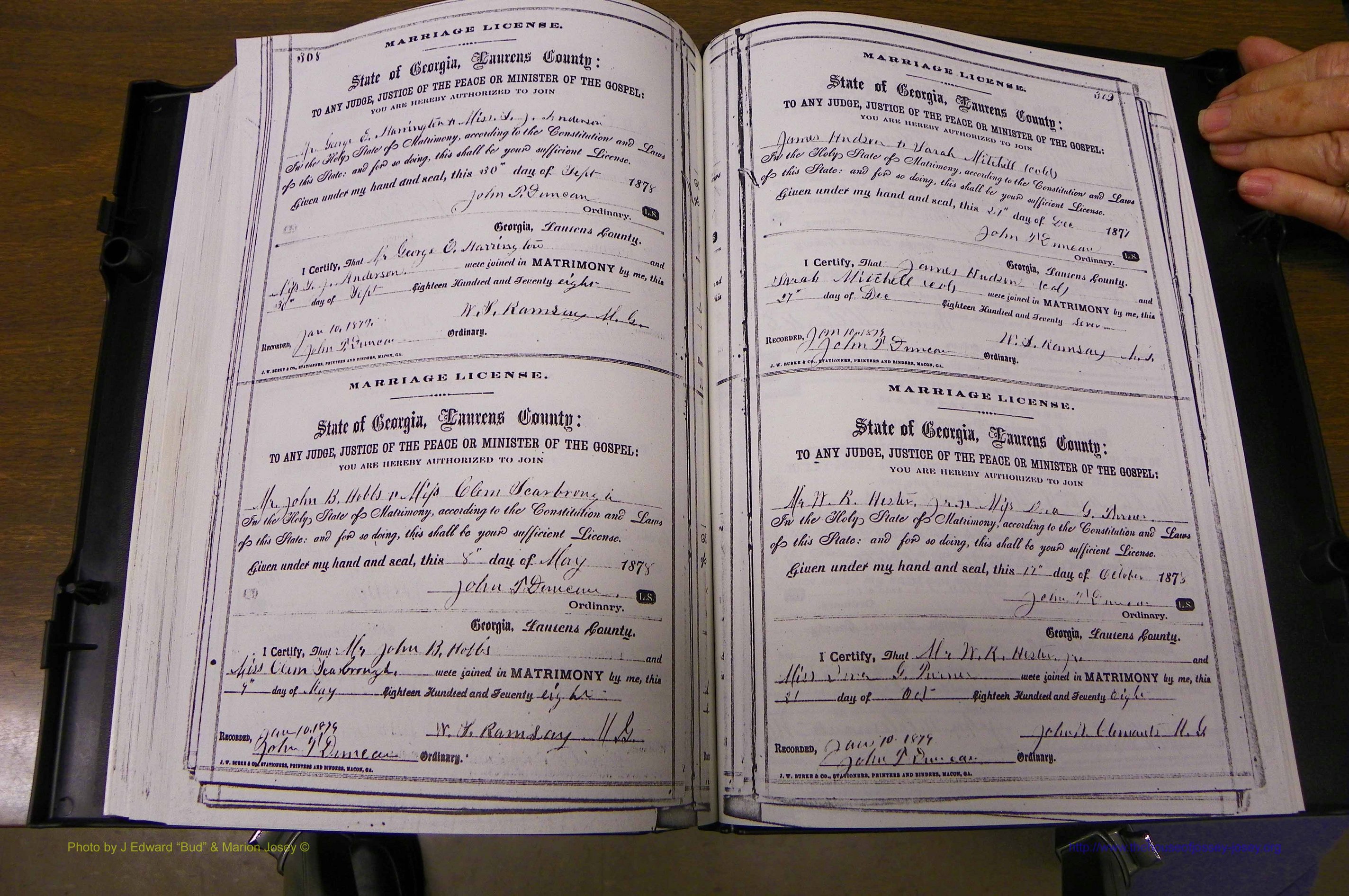 Laurens Co, GA, Marriages 1870 - 1879, P 308-309.JPG