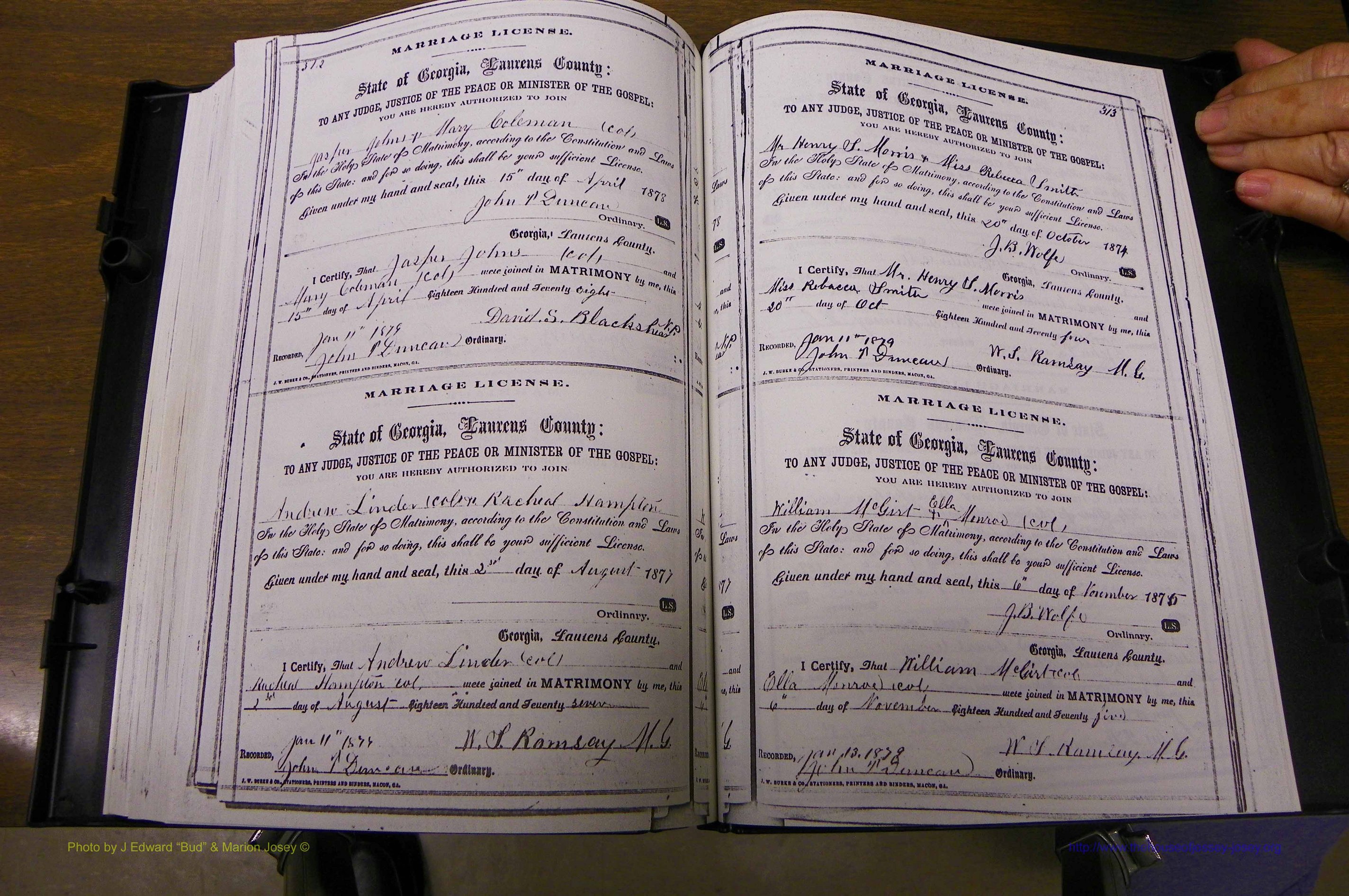 Laurens Co, GA, Marriages 1870 - 1879, P 312-313.JPG