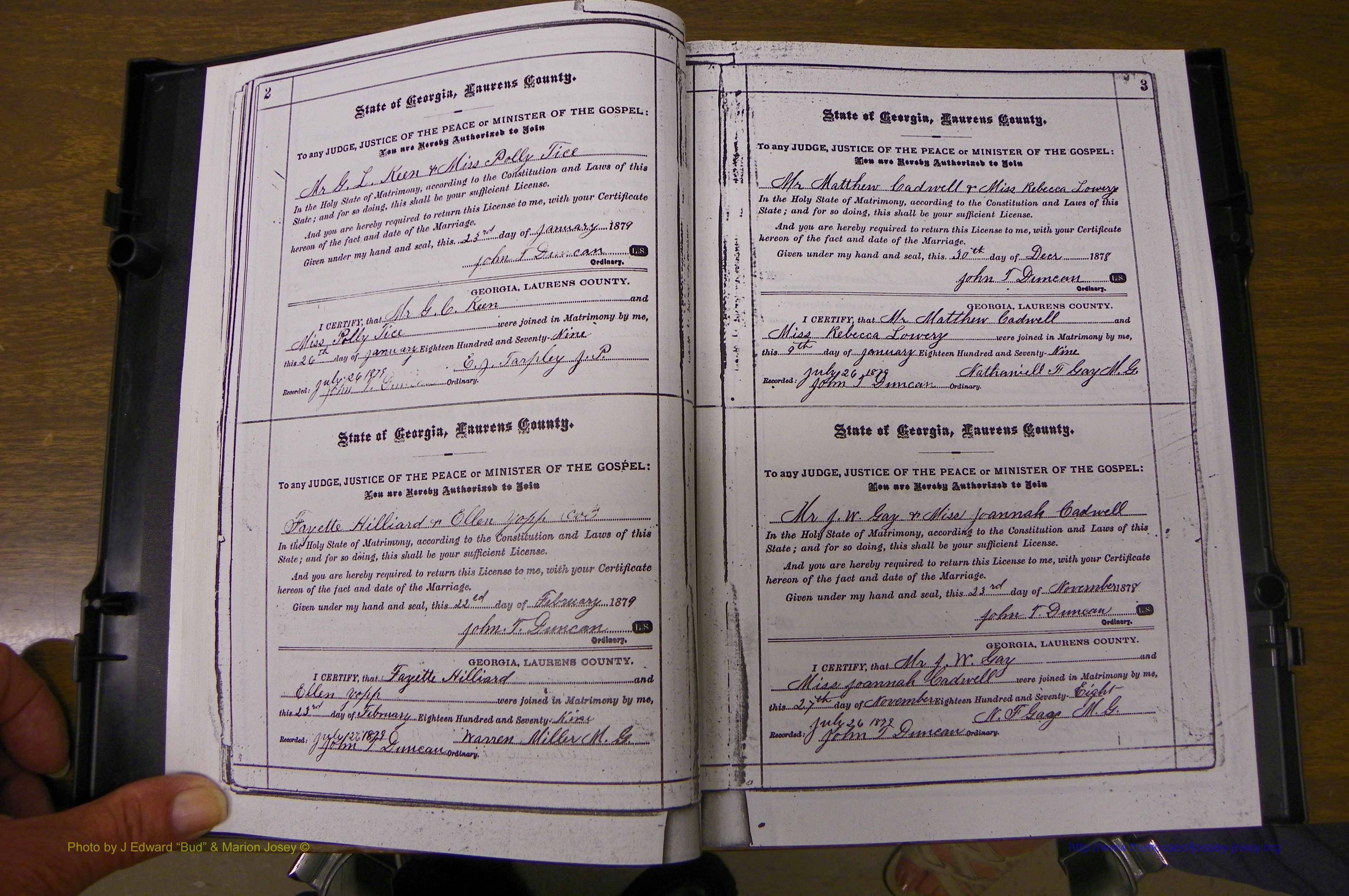 Laurens Co, GA, Marriages 1879 - 1886, P 002-003.JPG