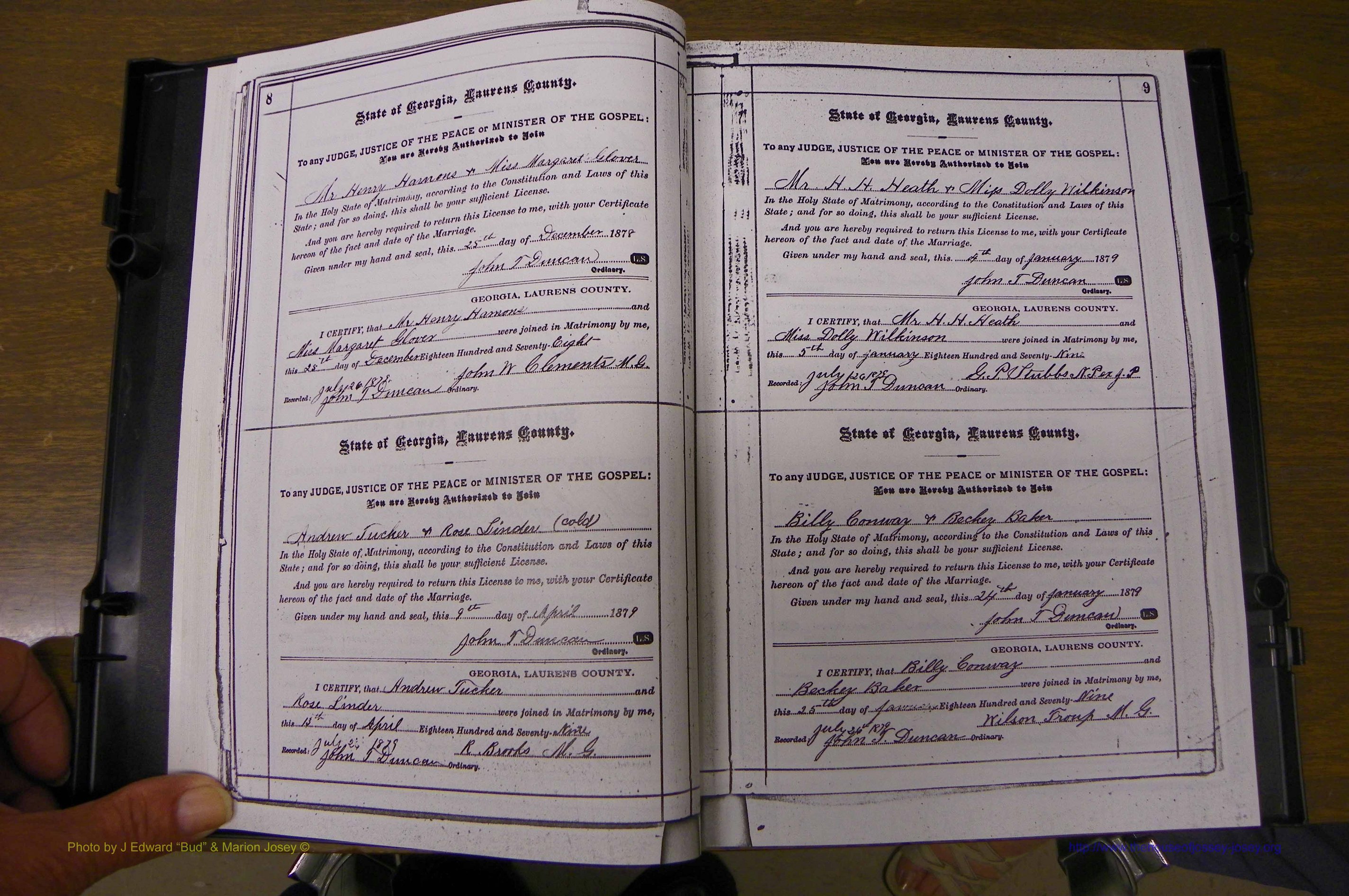 Laurens Co, GA, Marriages 1879 - 1886, P 008-009.JPG