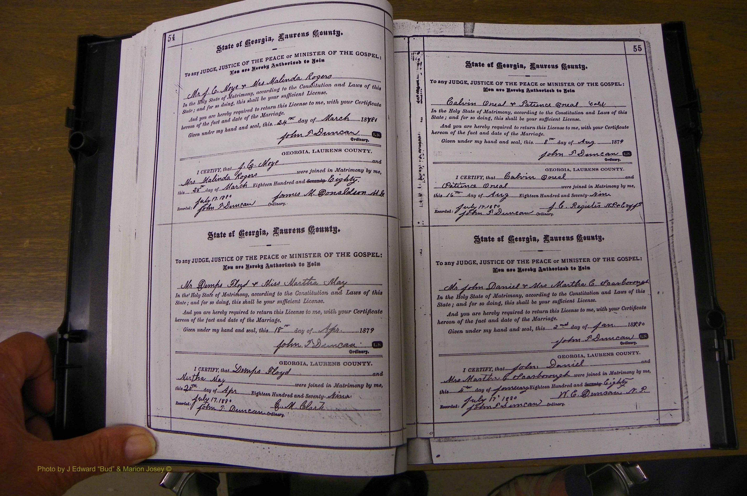 Laurens Co, GA, Marriages 1879 - 1886, P 054-055.JPG
