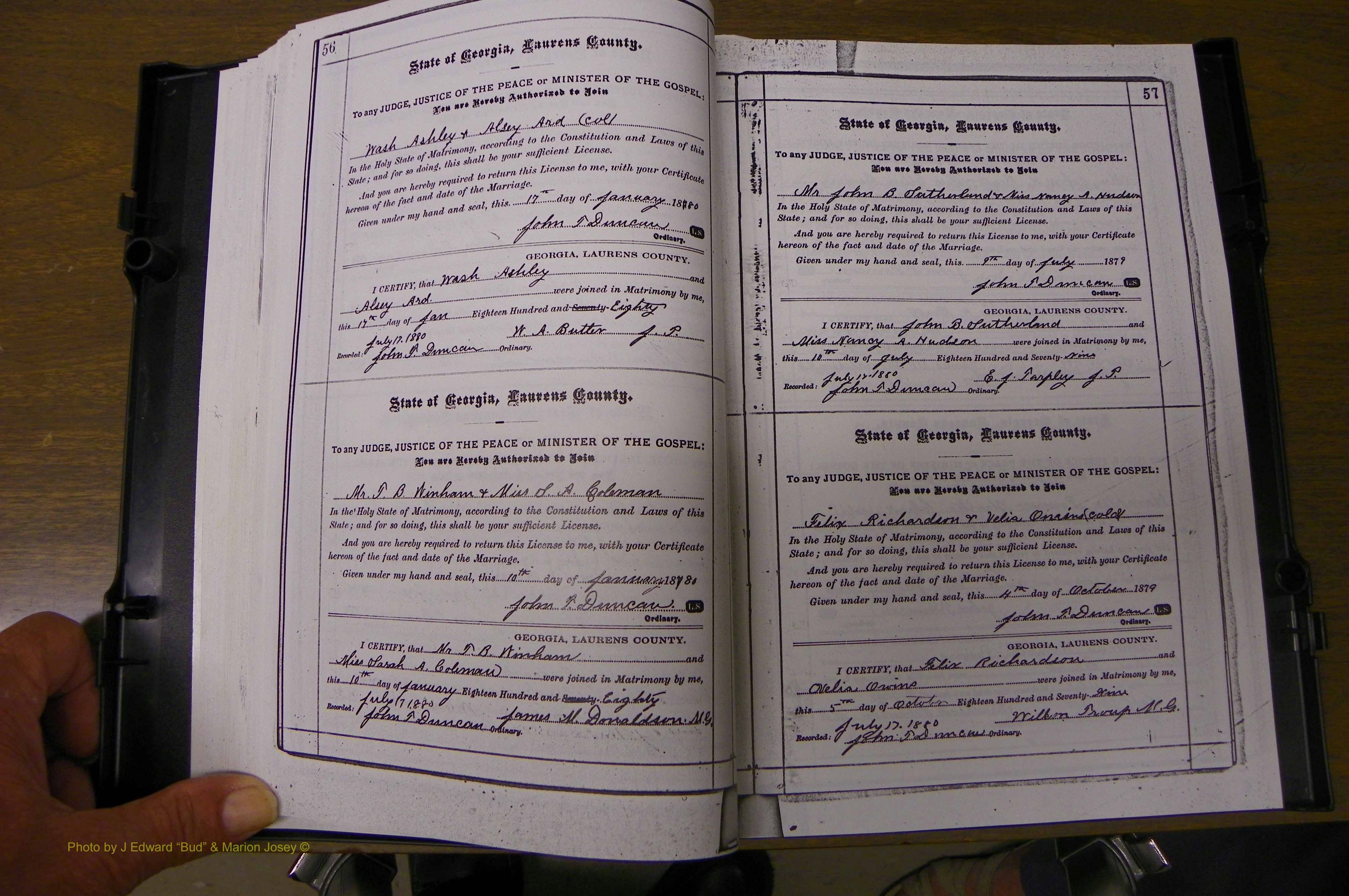 Laurens Co, GA, Marriages 1879 - 1886, P 056-057.JPG