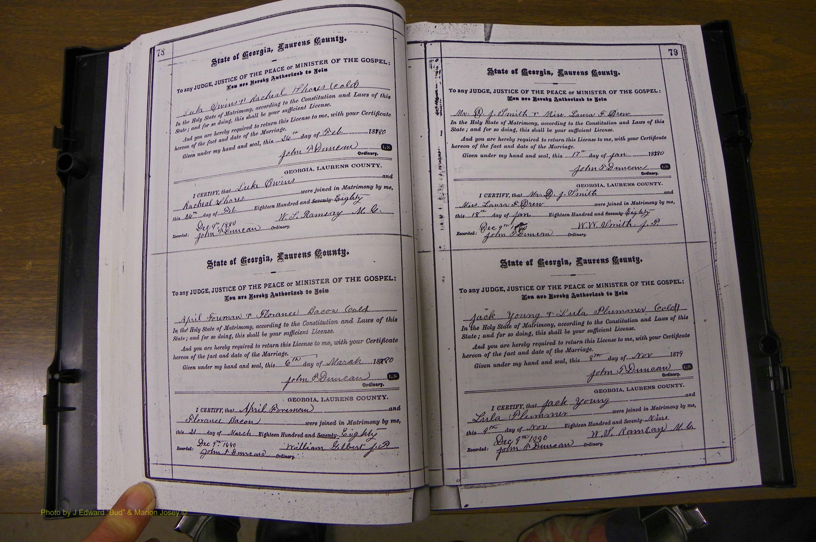 Laurens Co, GA, Marriages 1879 - 1886, P 078-079.JPG