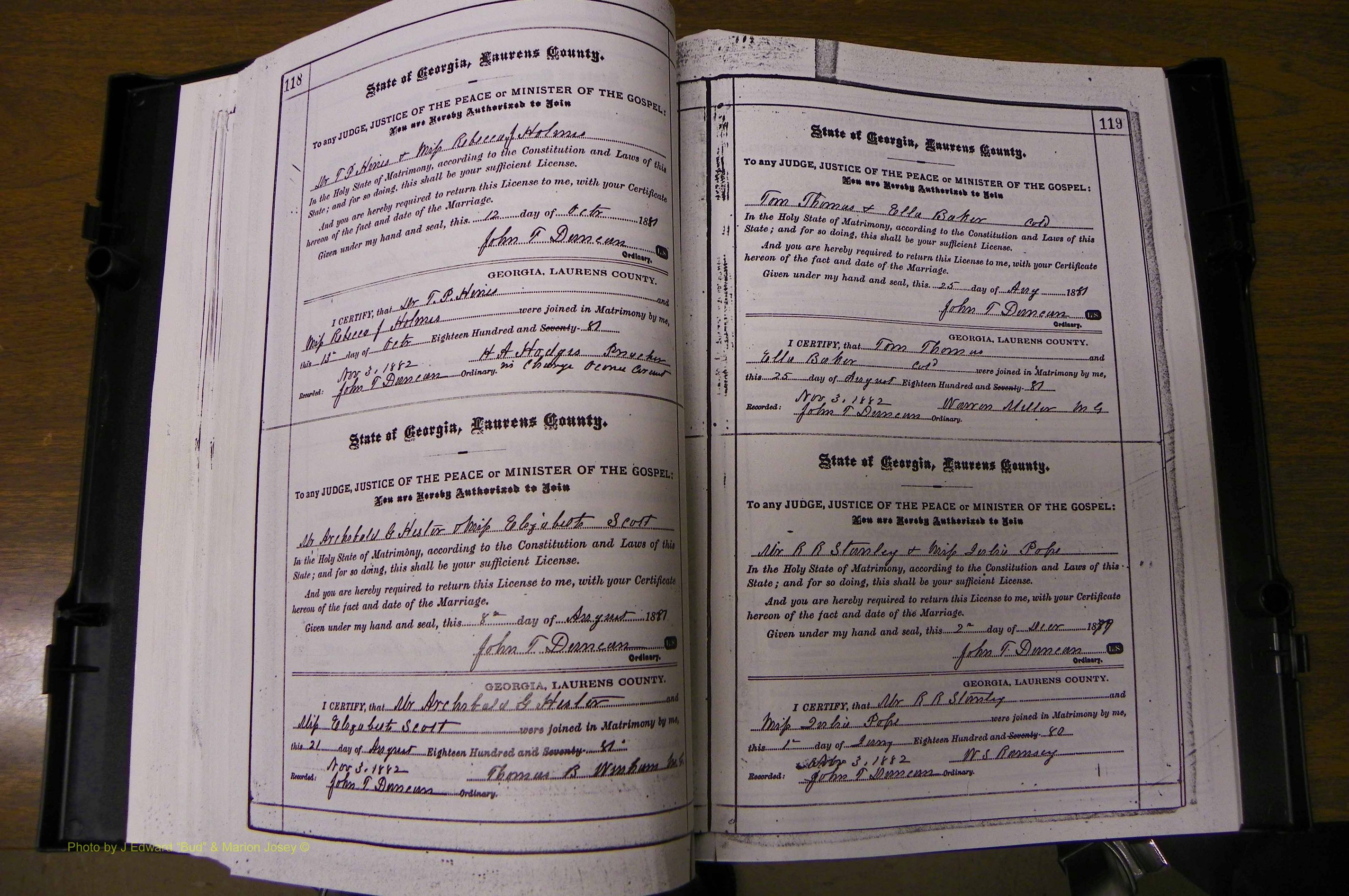 Laurens Co, GA, Marriages 1879 - 1886, P 118-119.JPG