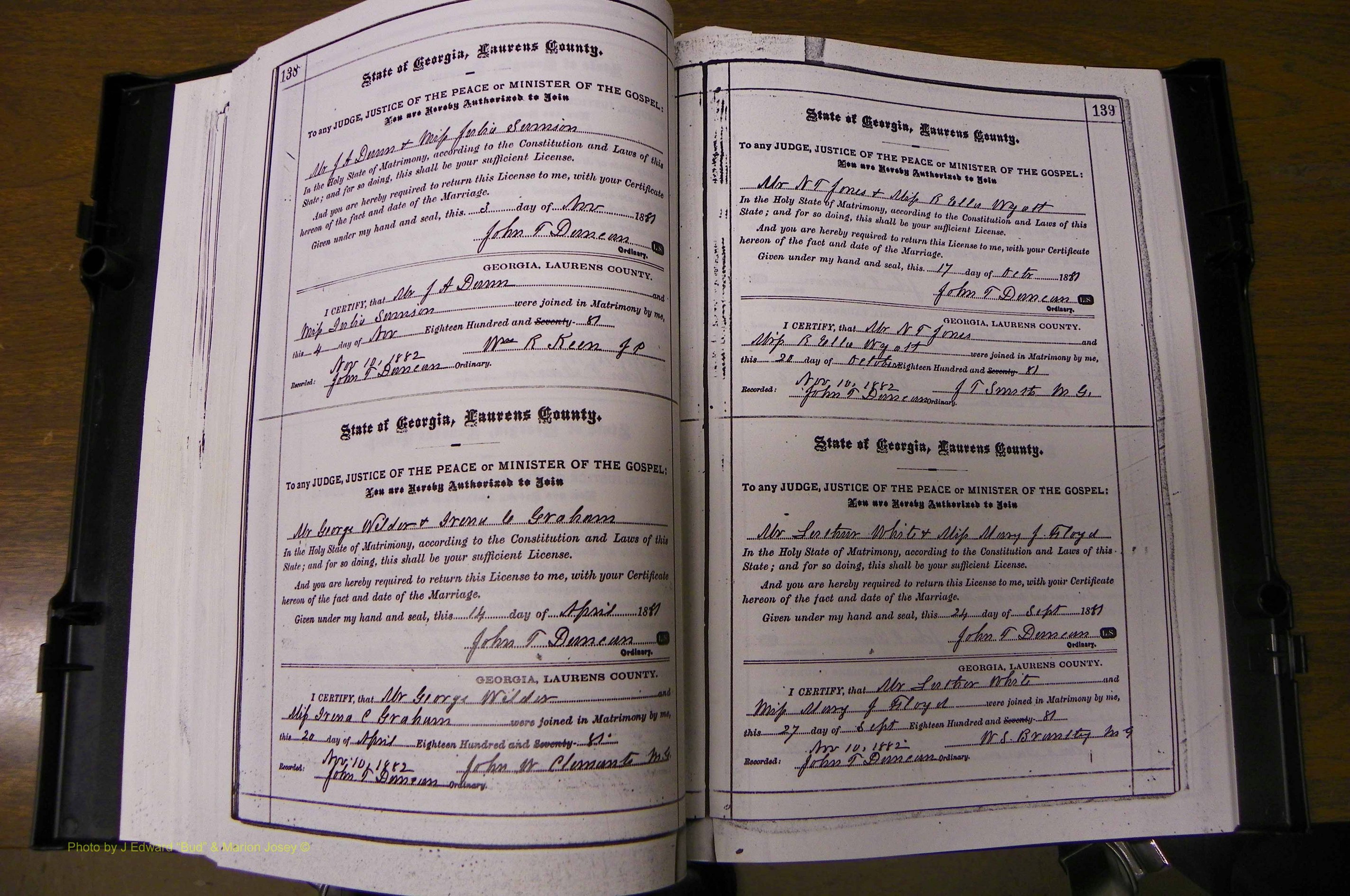 Laurens Co, GA, Marriages 1879 - 1886, P 138-139.JPG