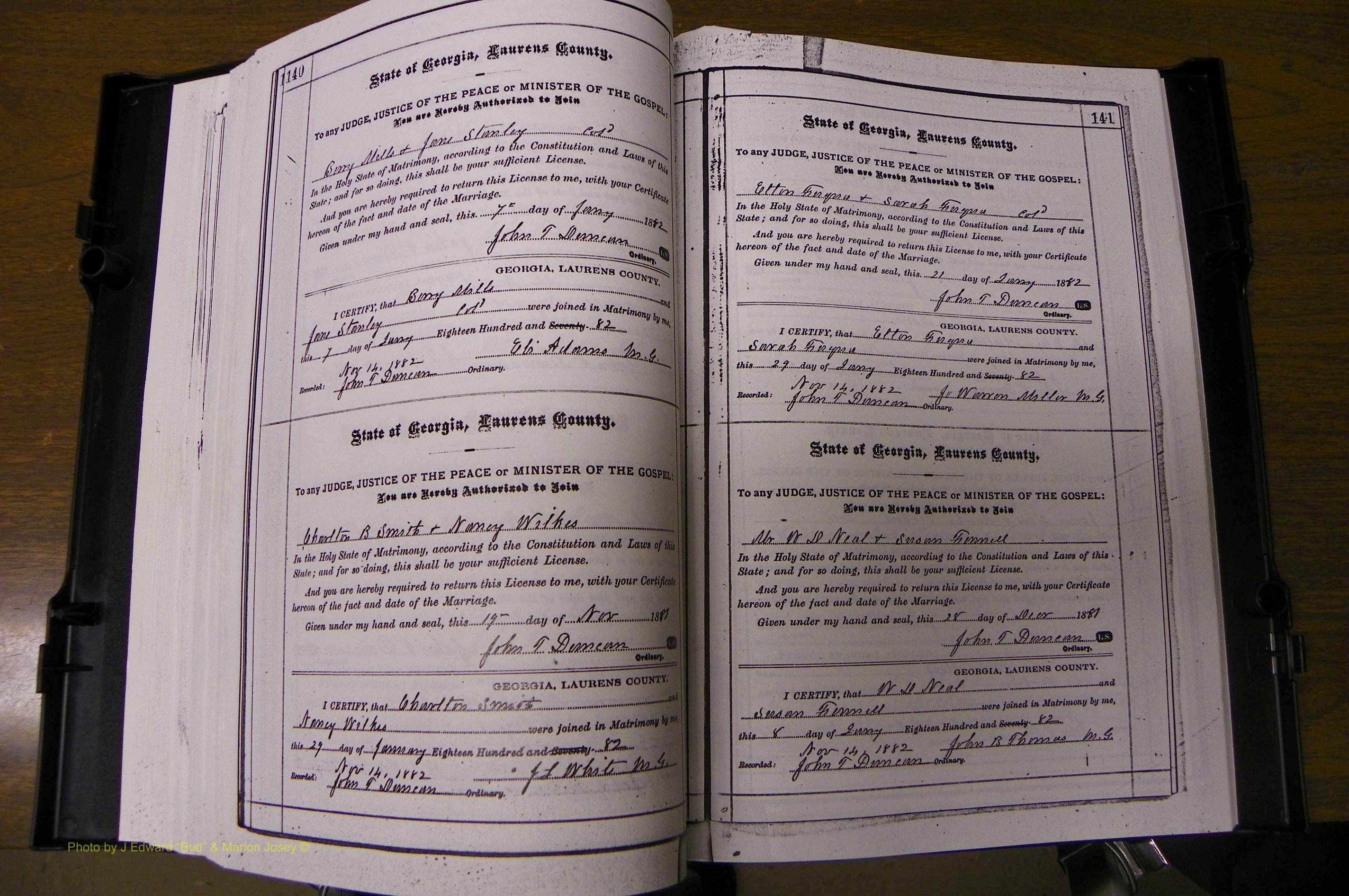 Laurens Co, GA, Marriages 1879 - 1886, P 140-141.JPG