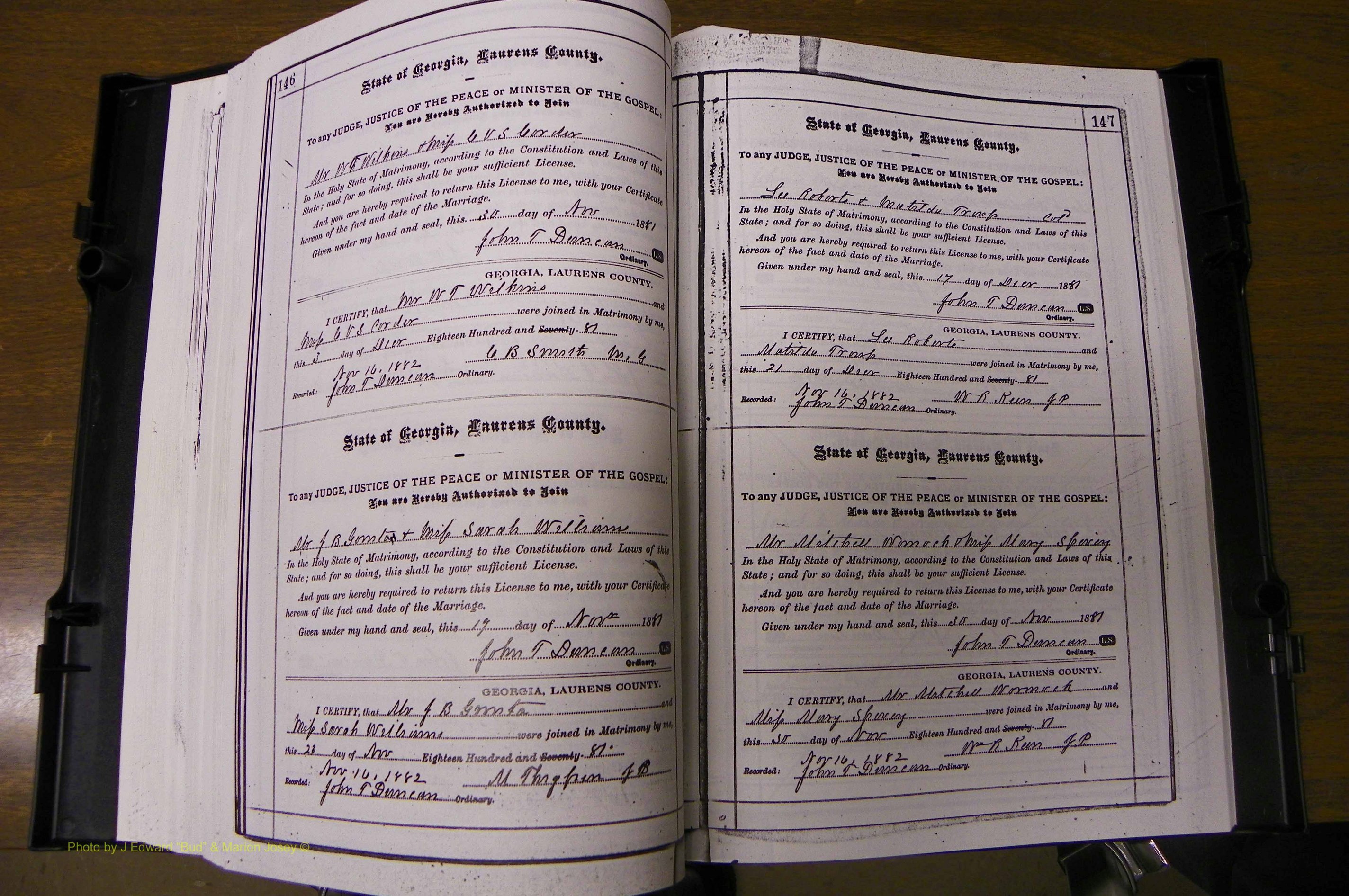 Laurens Co, GA, Marriages 1879 - 1886, P 146-147.JPG