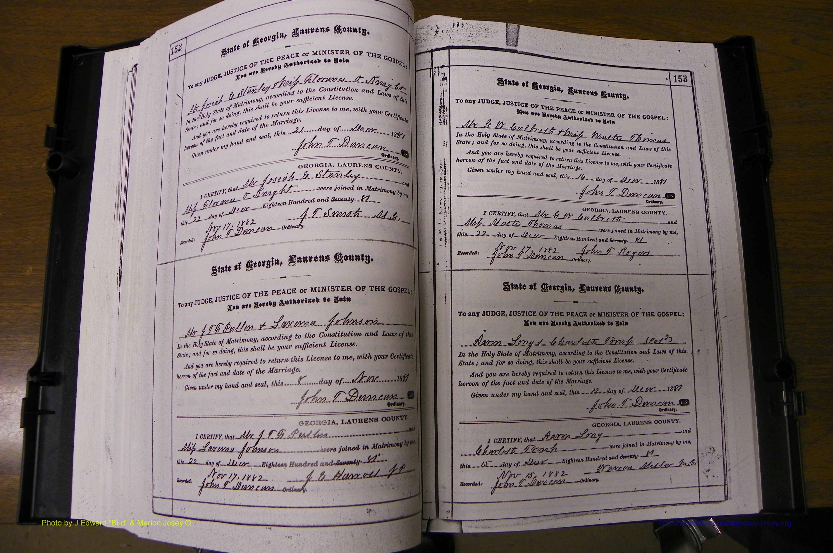 Laurens Co, GA, Marriages 1879 - 1886, P 152-153.JPG