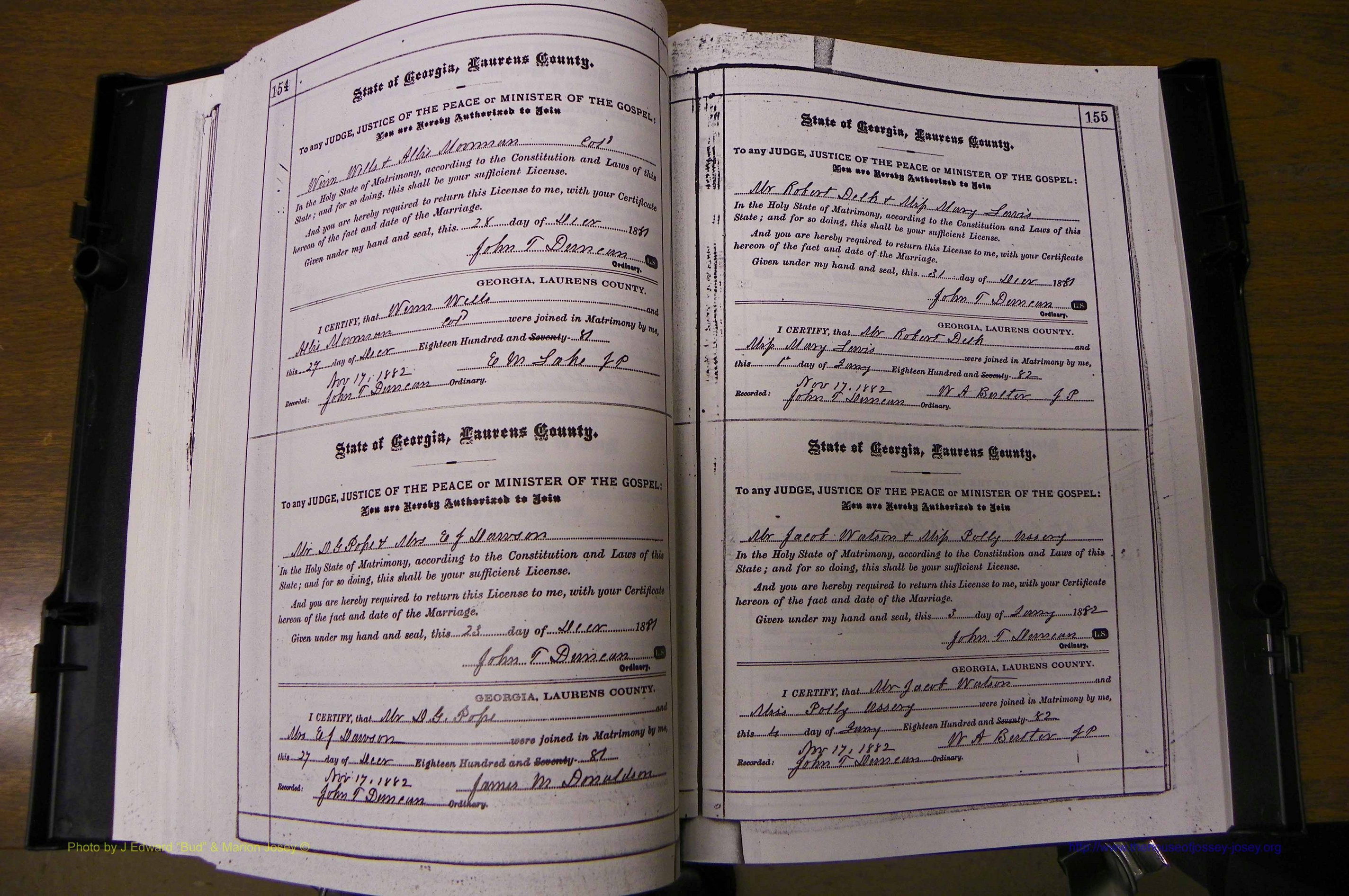 Laurens Co, GA, Marriages 1879 - 1886, P 154-155.JPG