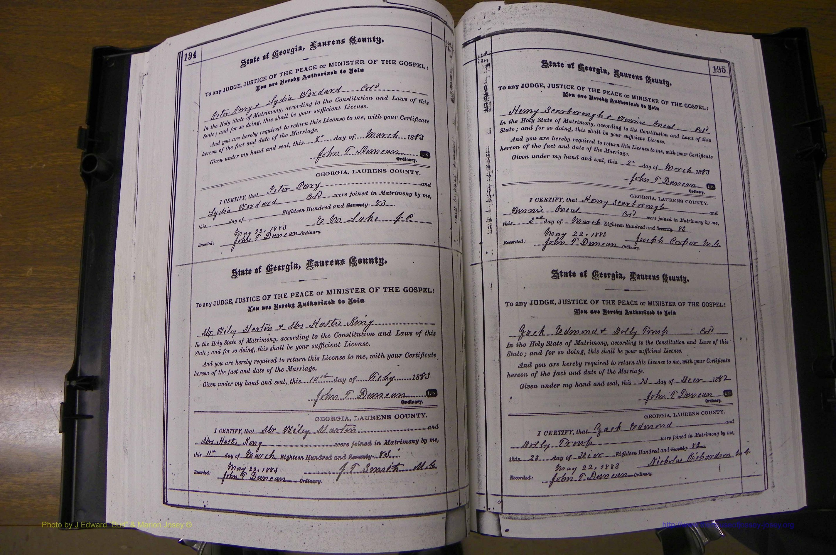 Laurens Co, GA, Marriages 1879 - 1886, P 194-195.JPG