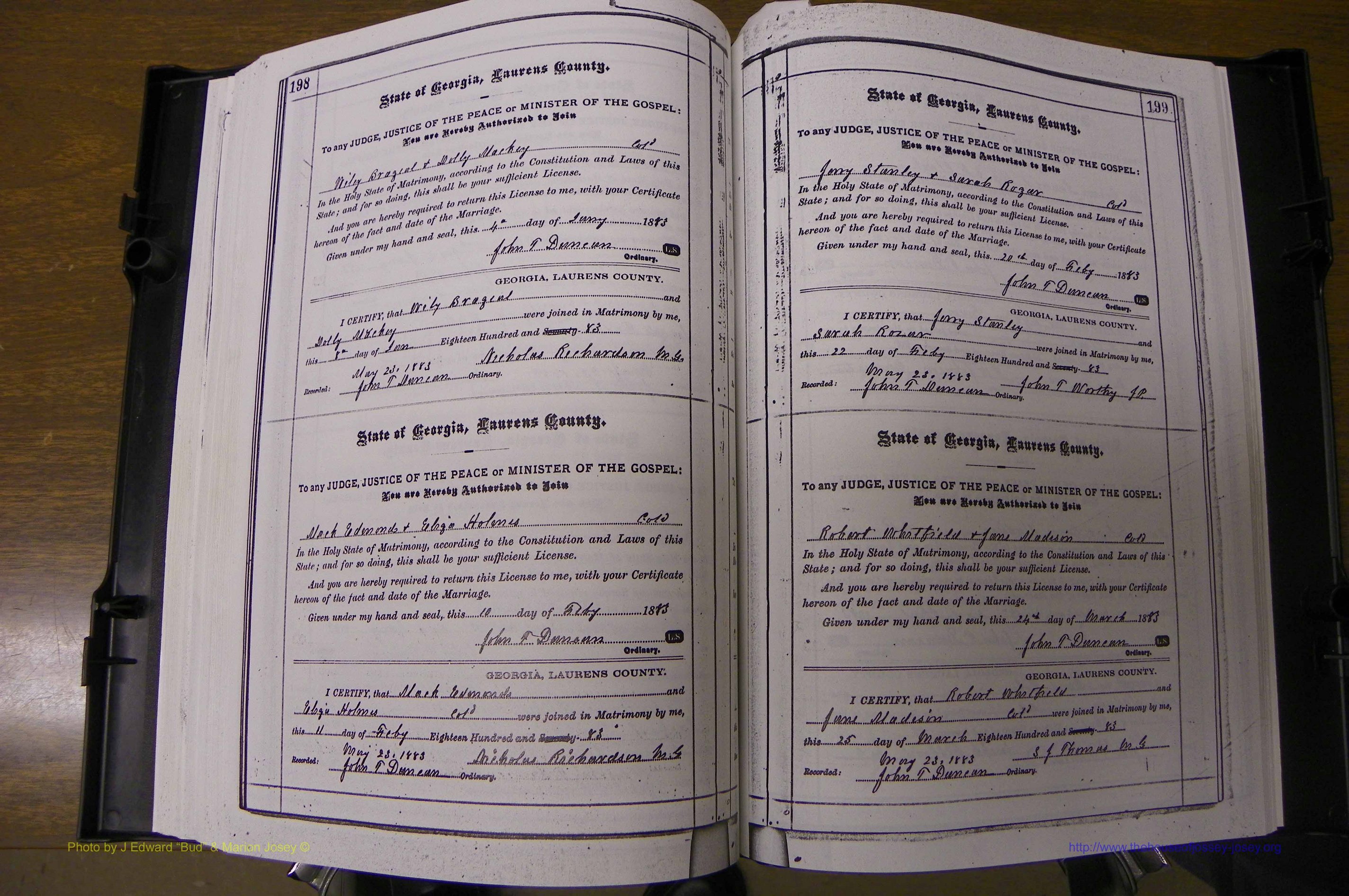 Laurens Co, GA, Marriages 1879 - 1886, P 198-199.JPG