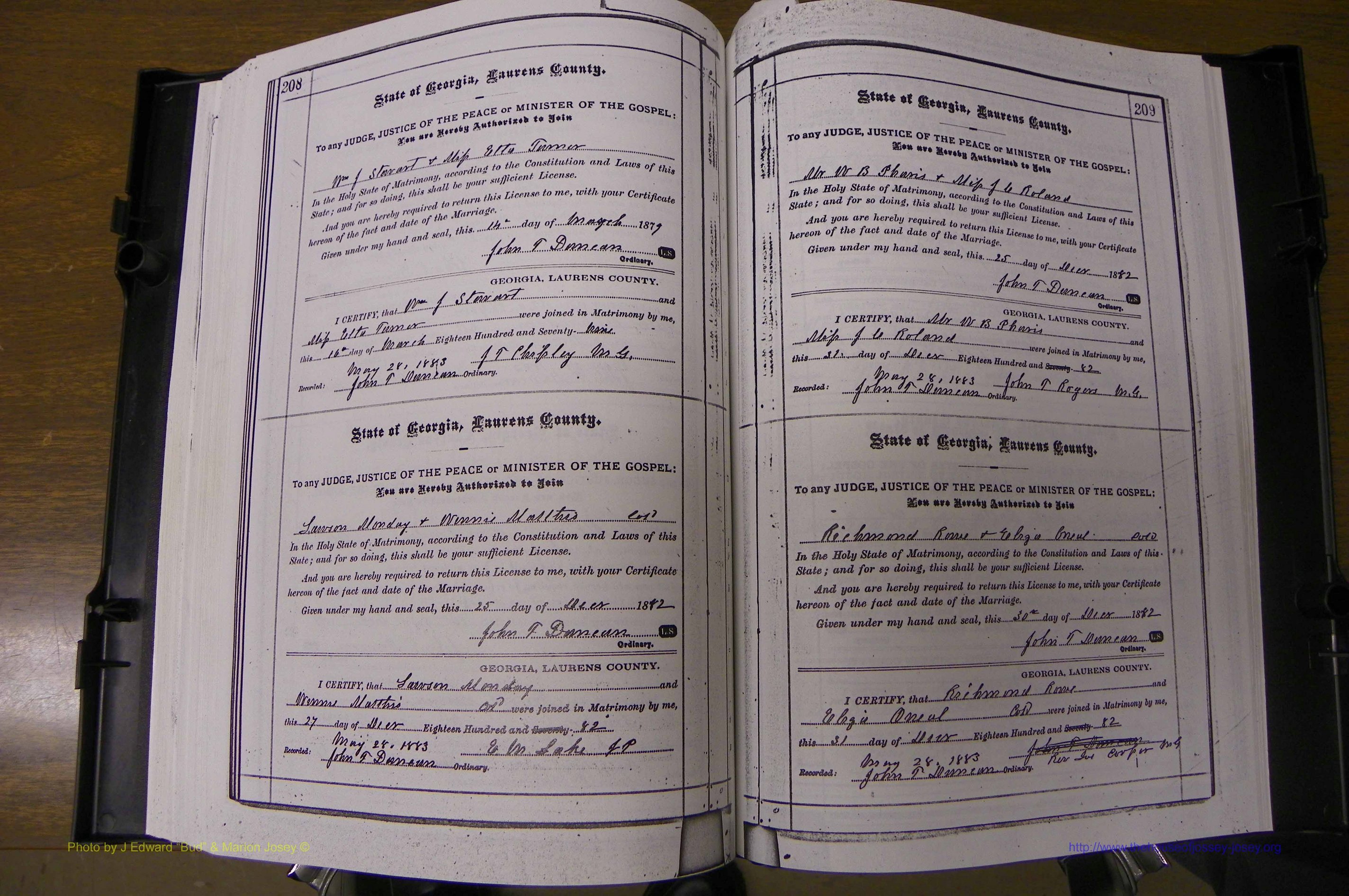 Laurens Co, GA, Marriages 1879 - 1886, P 208-209.JPG
