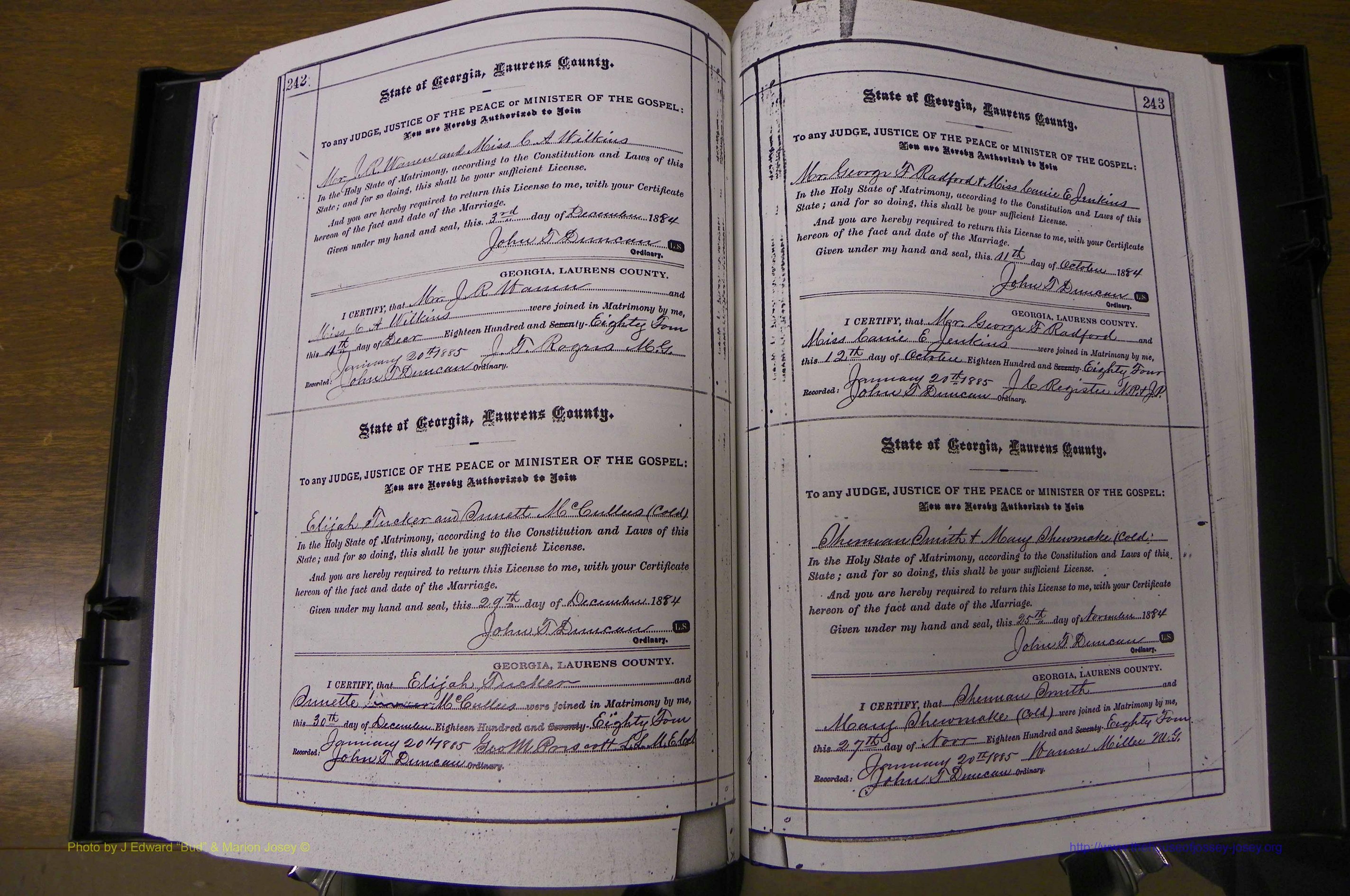 Laurens Co, GA, Marriages 1879 - 1886, P 242-243.JPG