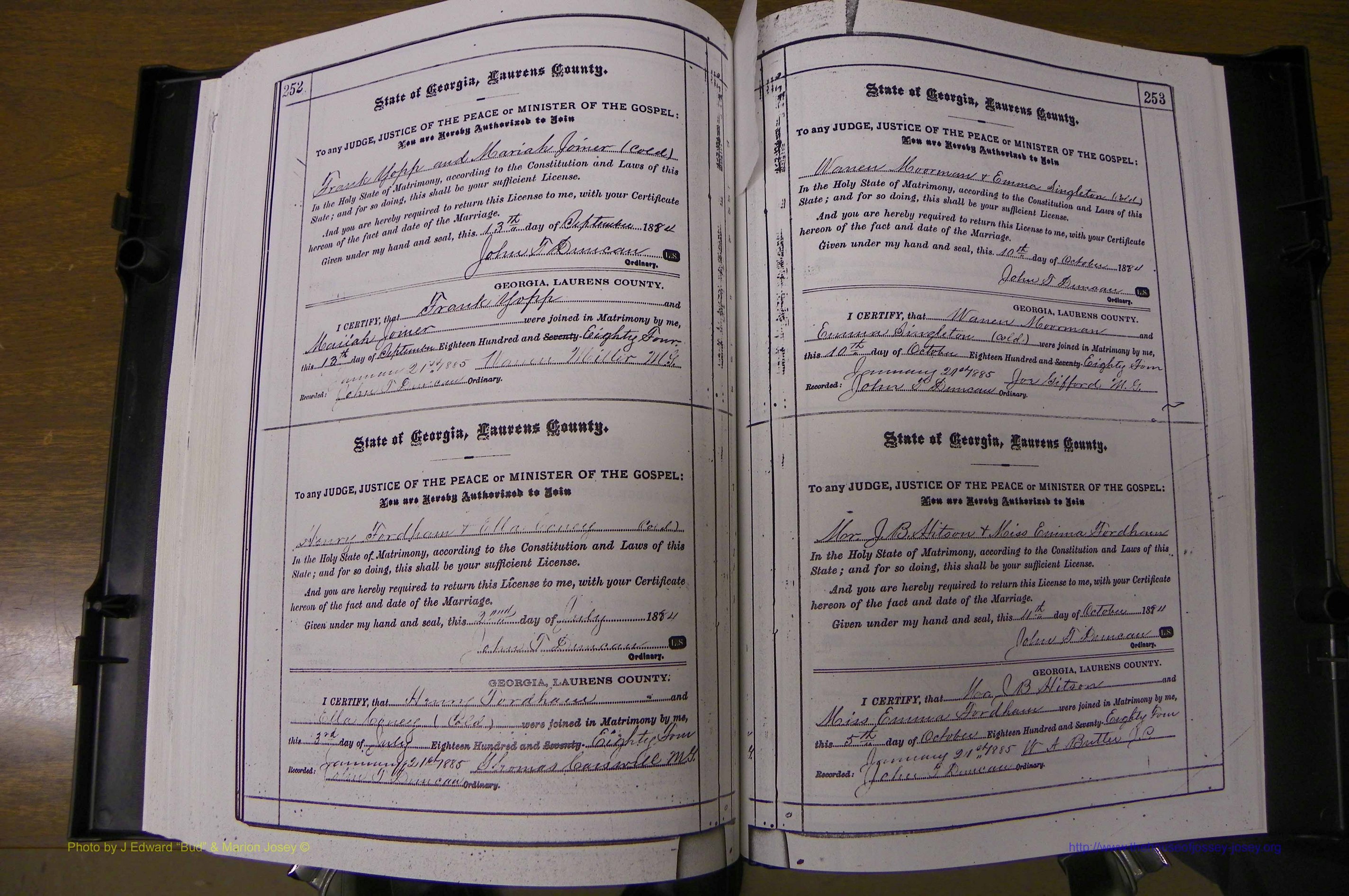Laurens Co, GA, Marriages 1879 - 1886, P 252-253.JPG