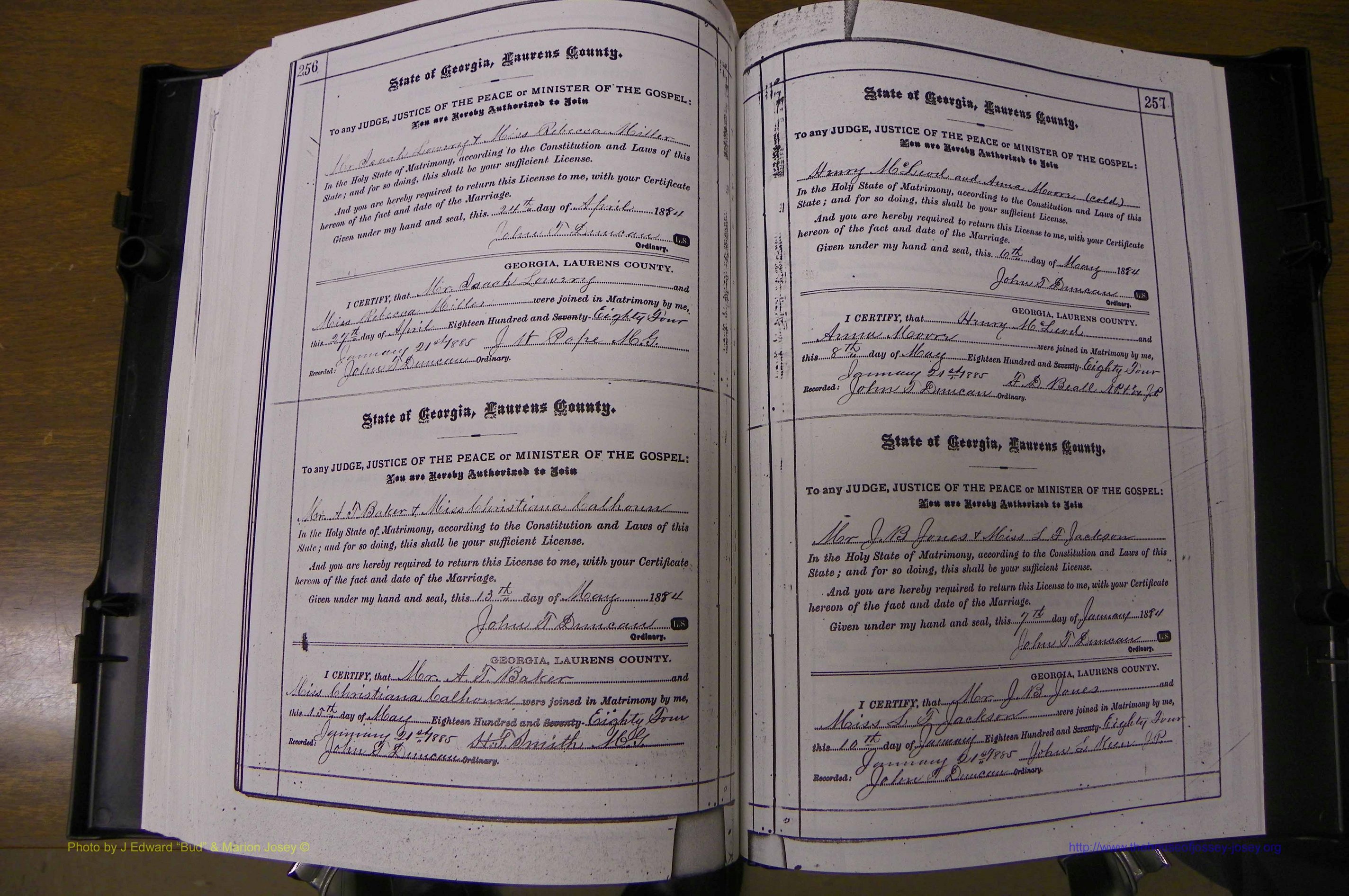 Laurens Co, GA, Marriages 1879 - 1886, P 256-257.JPG