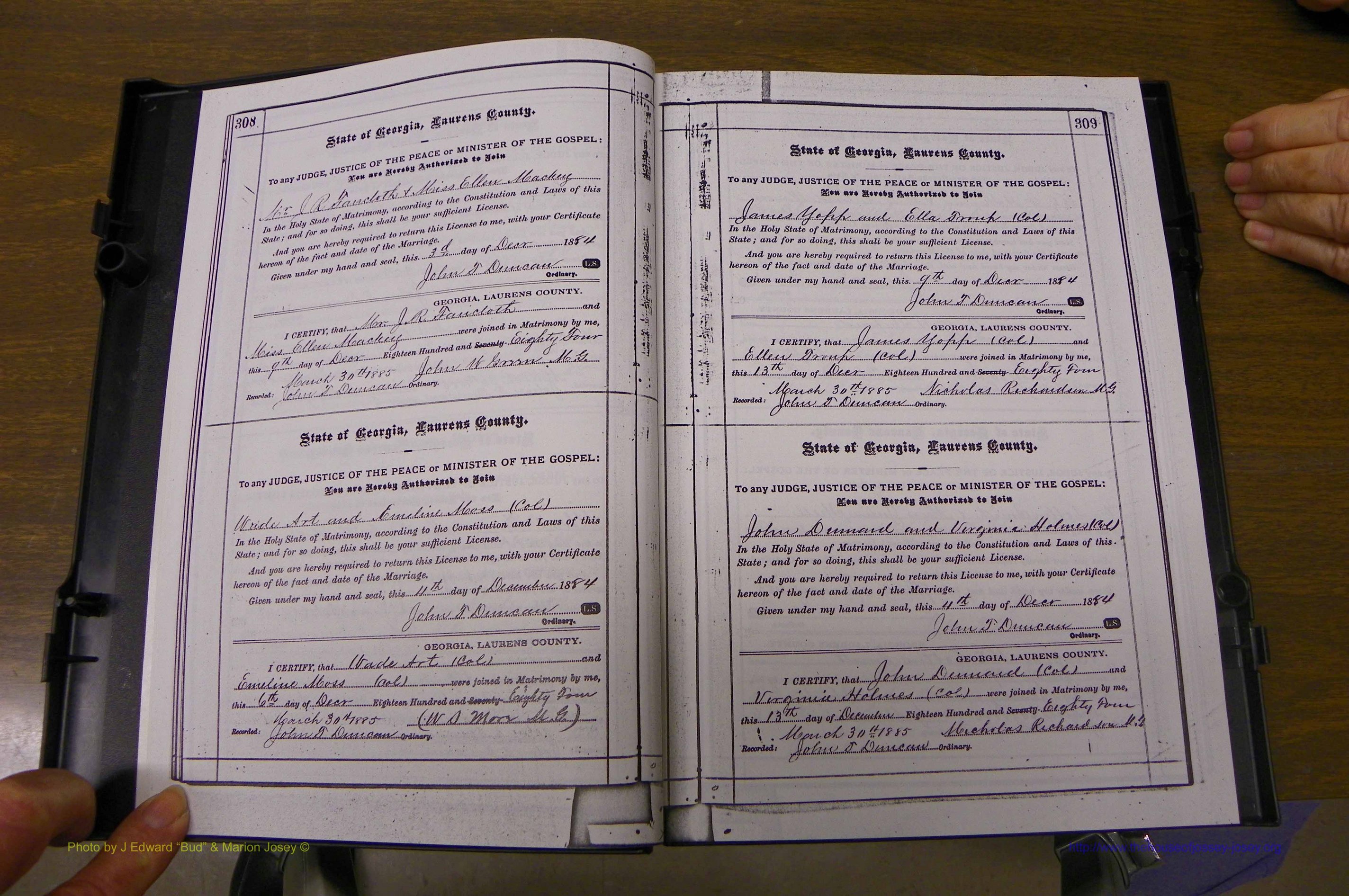 Laurens Co, GA, Marriages 1879 - 1886, P 308-309.JPG