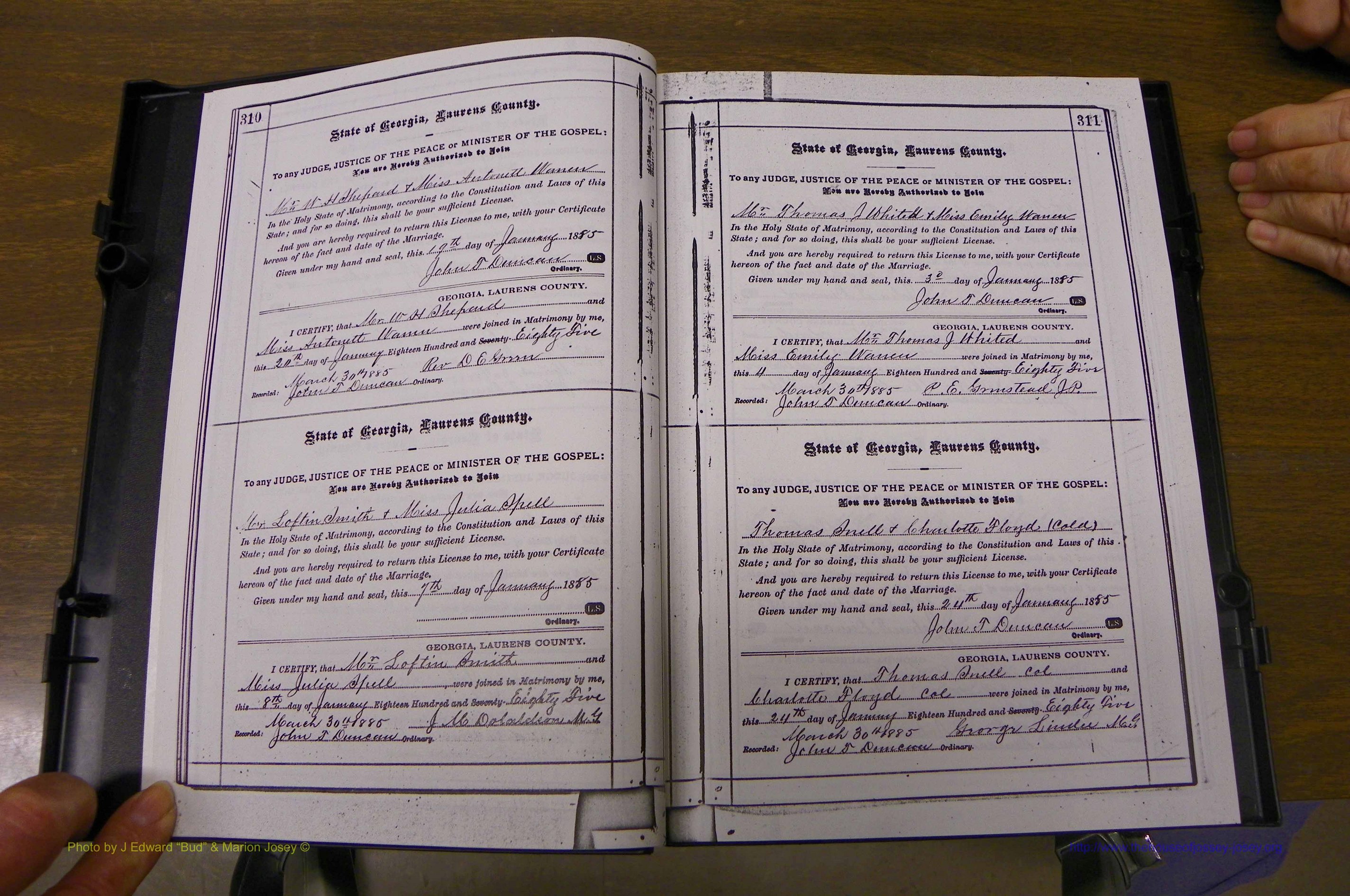 Laurens Co, GA, Marriages 1879 - 1886, P 310-311.JPG