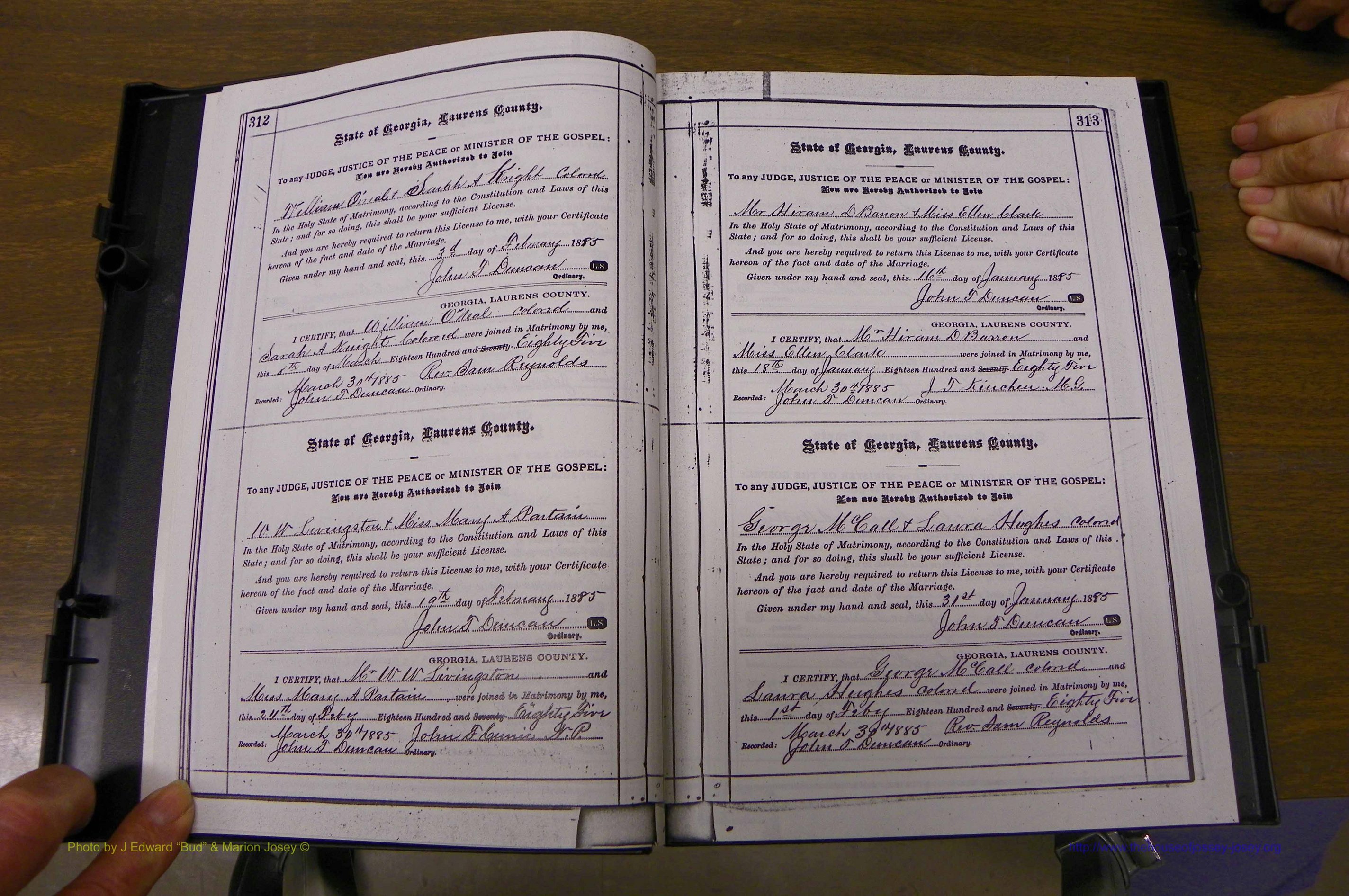 Laurens Co, GA, Marriages 1879 - 1886, P 312-313.JPG