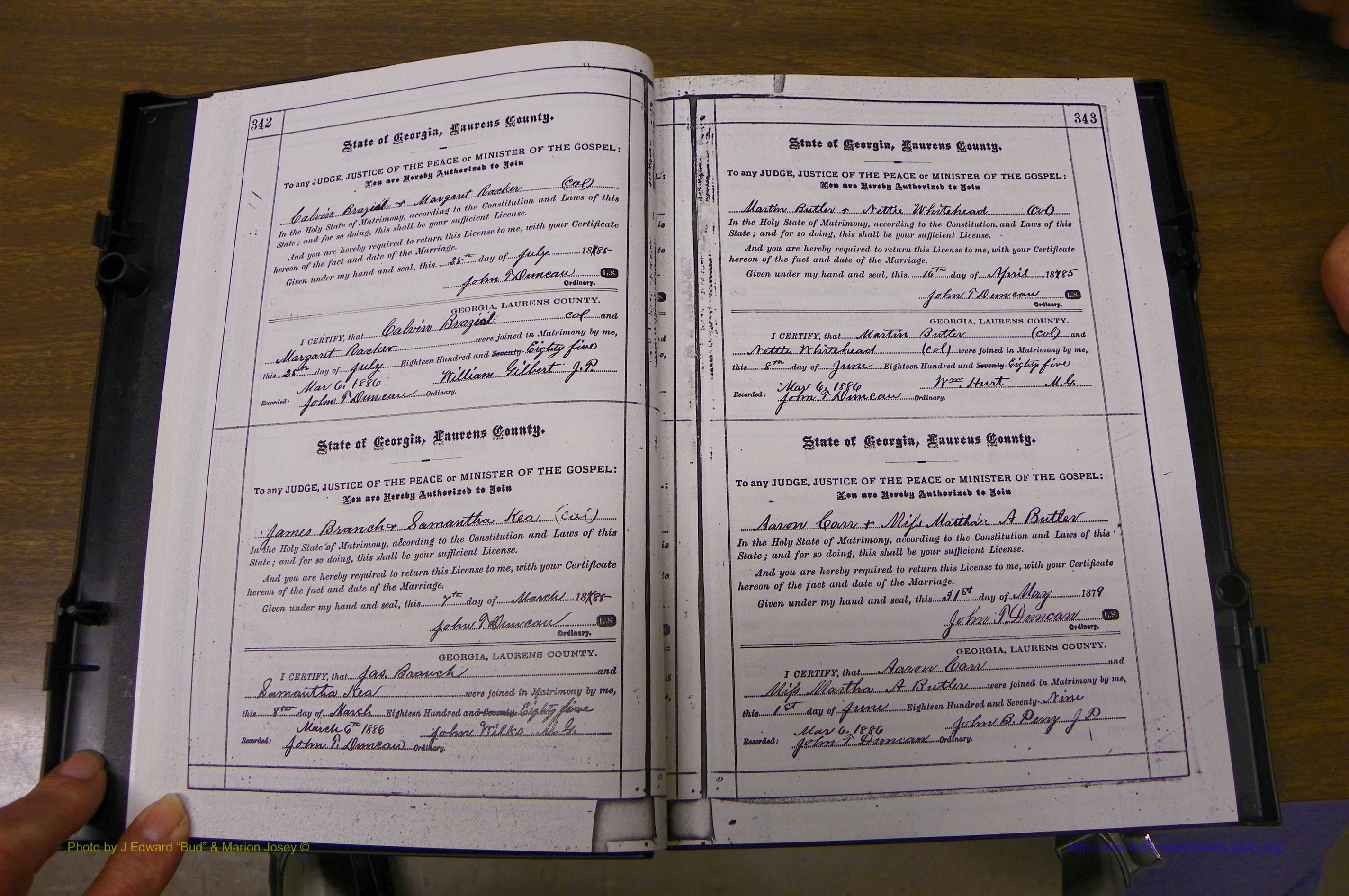 Laurens Co, GA, Marriages 1879 - 1886, P 342-343.JPG