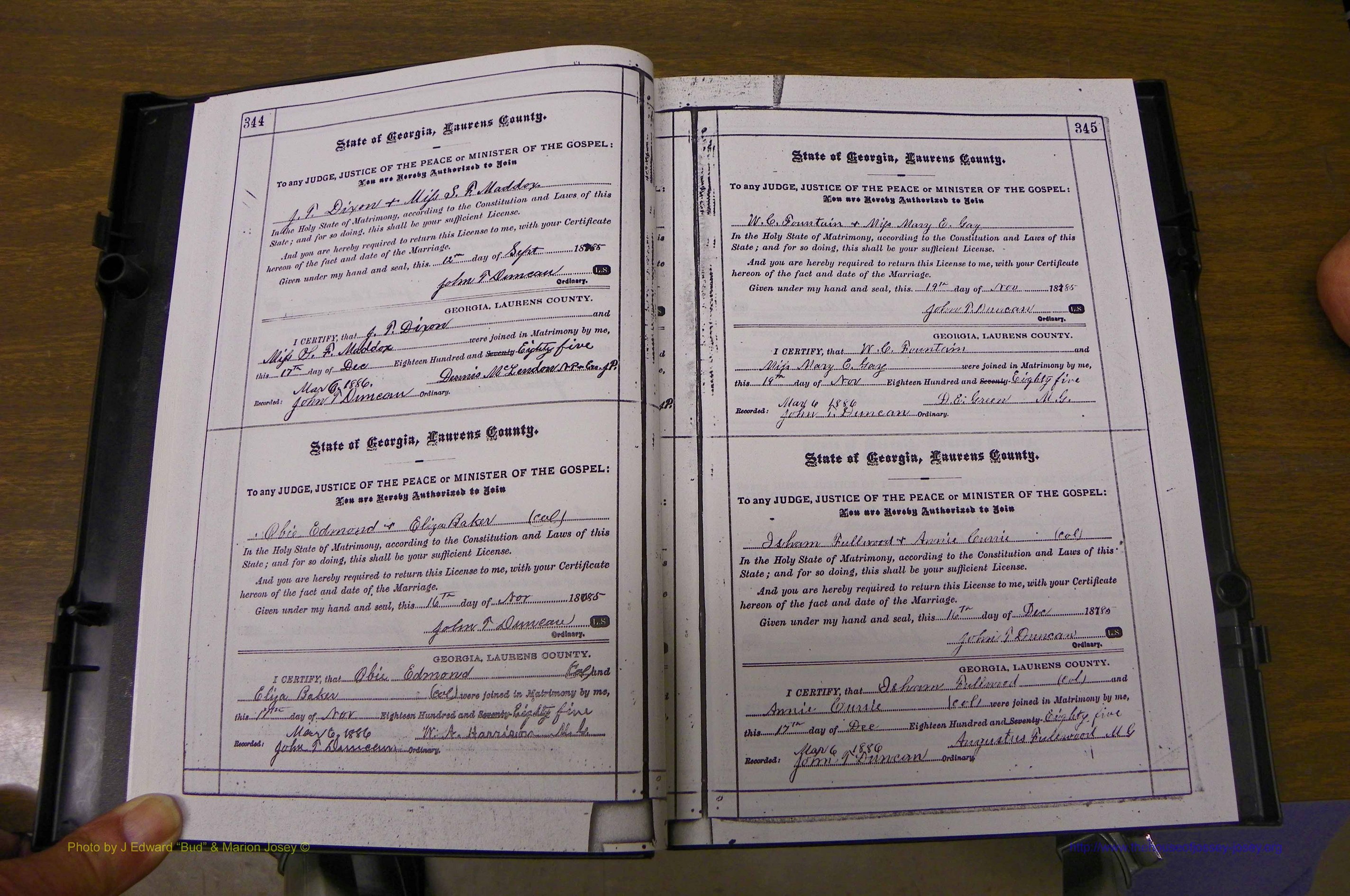 Laurens Co, GA, Marriages 1879 - 1886, P 344-345.JPG