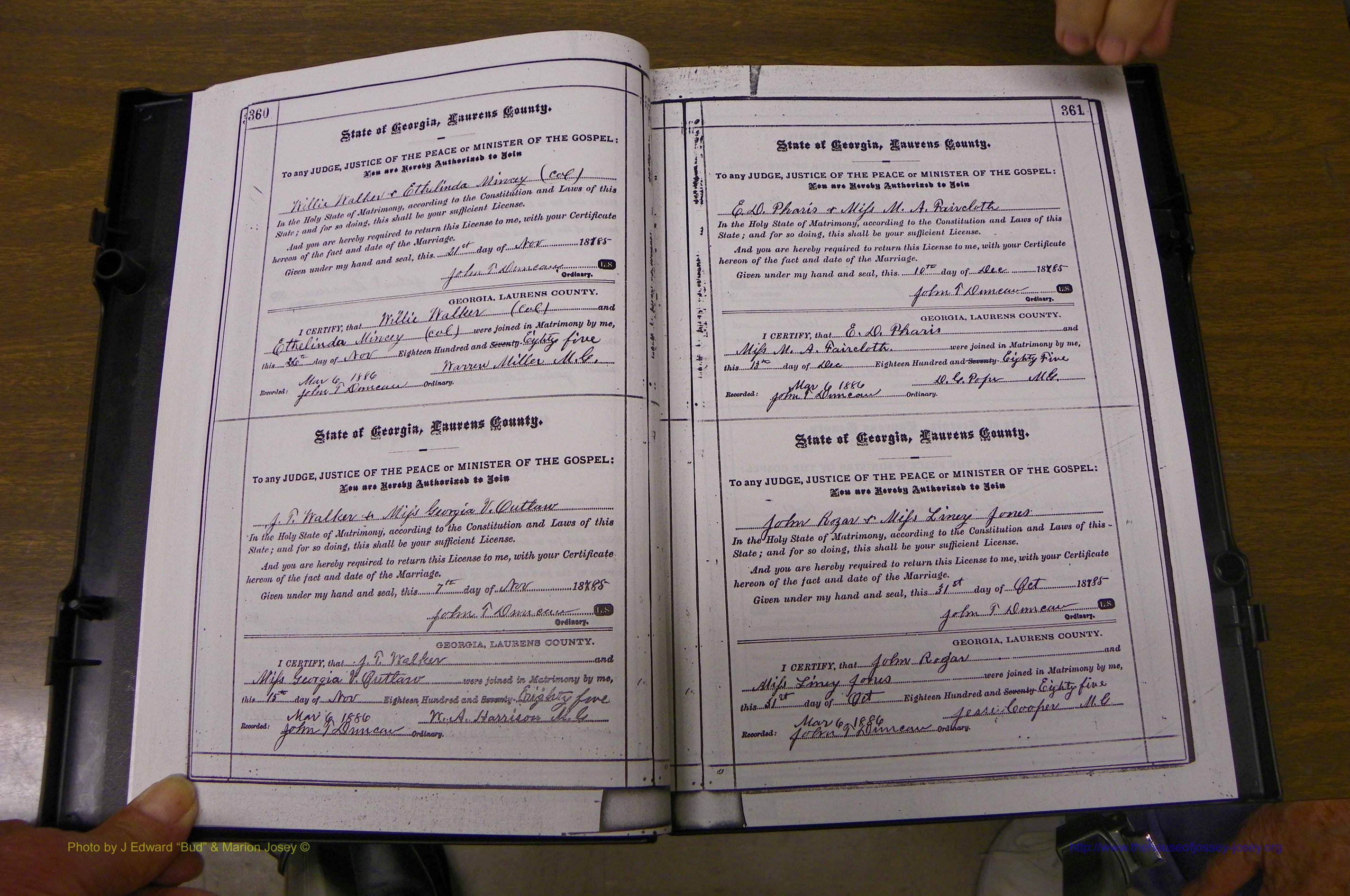 Laurens Co, GA, Marriages 1879 - 1886, P 360-361.JPG