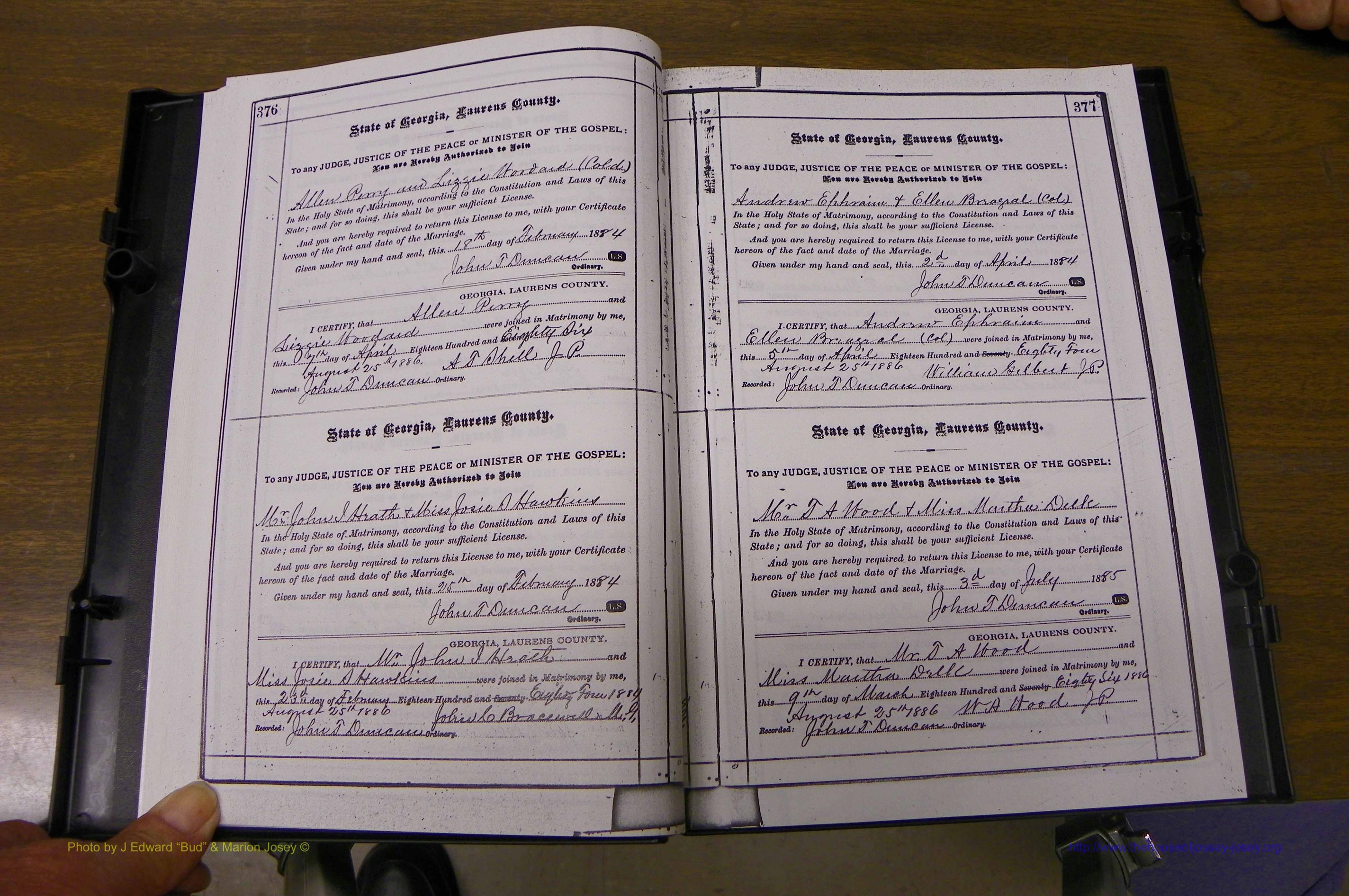 Laurens Co, GA, Marriages 1879 - 1886, P 376-377.JPG