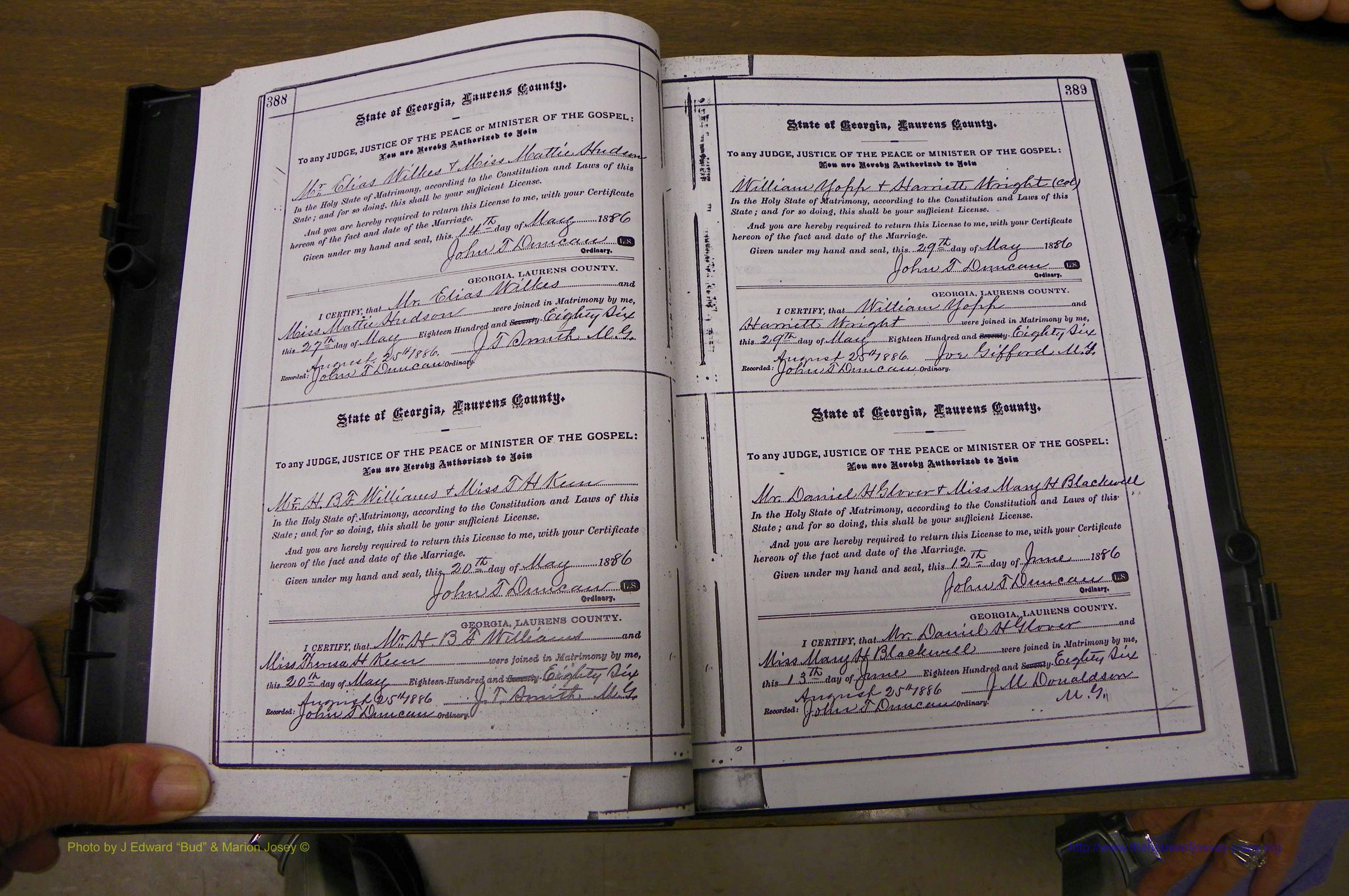 Laurens Co, GA, Marriages 1879 - 1886, P 388-389.JPG
