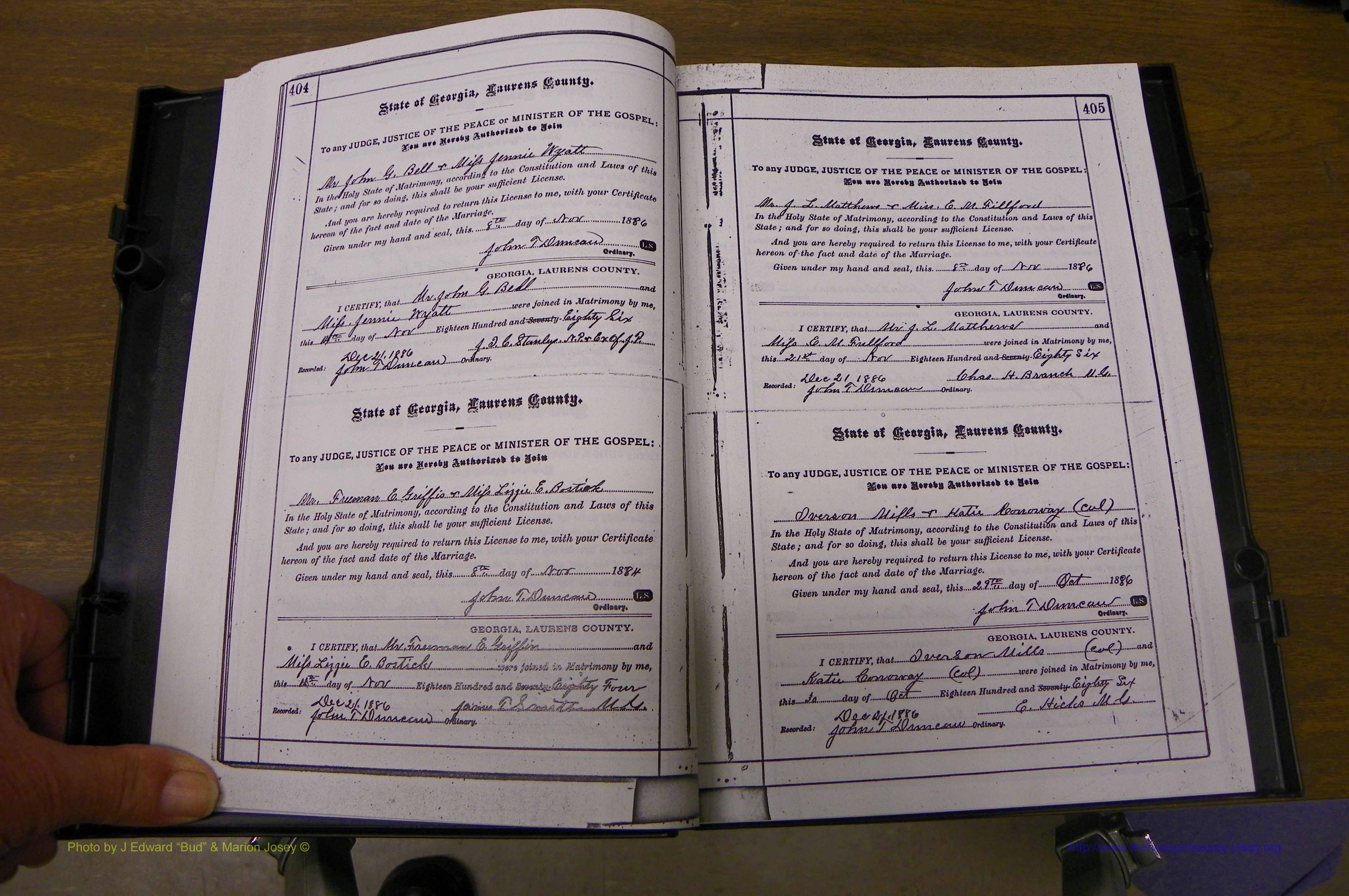 Laurens Co, GA, Marriages 1879 - 1886, P 404-405.JPG
