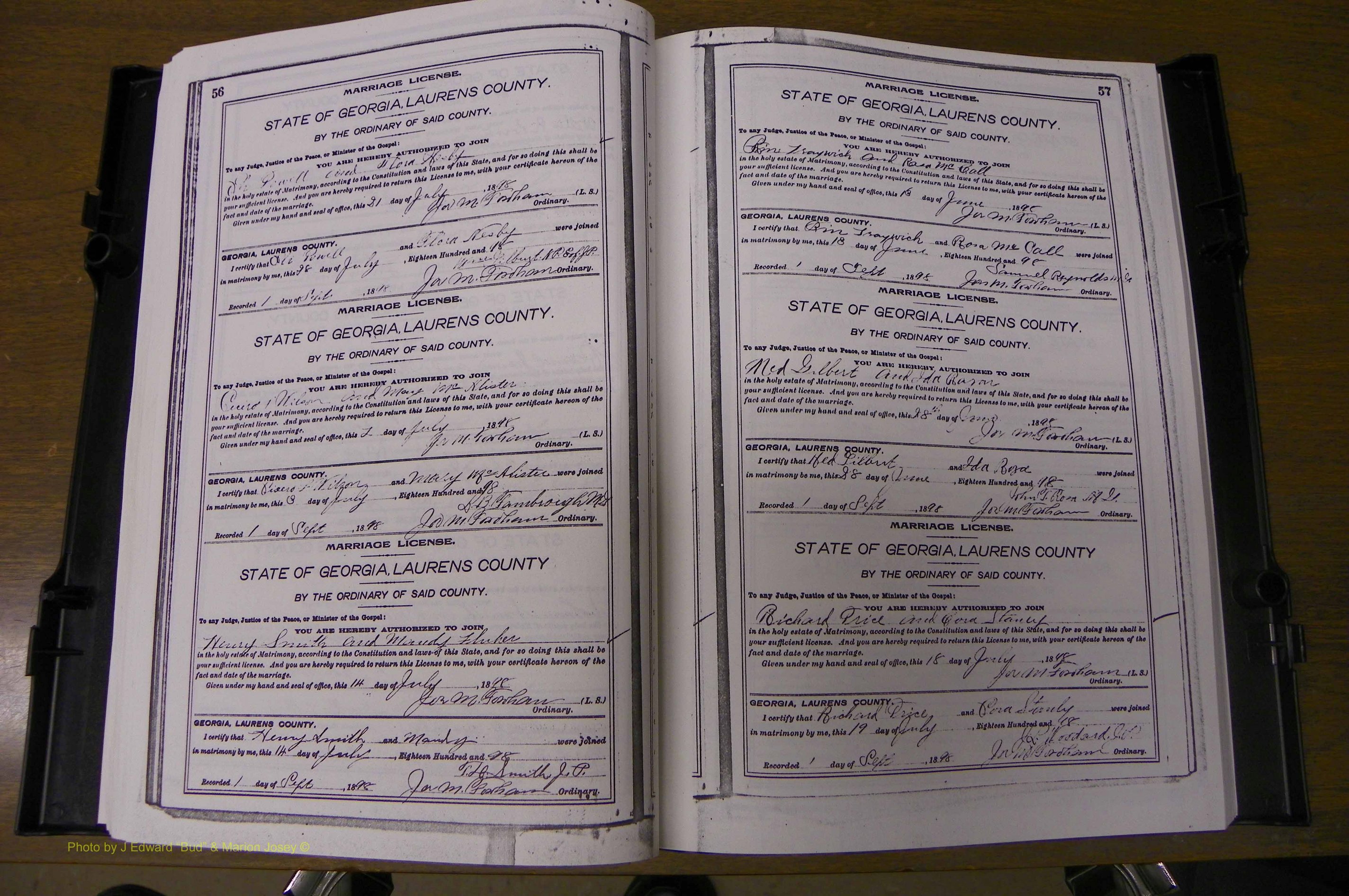 Laurens Co, GA, Marriages Book M, 1905 - 1915, Colored, P 056-057.JPG