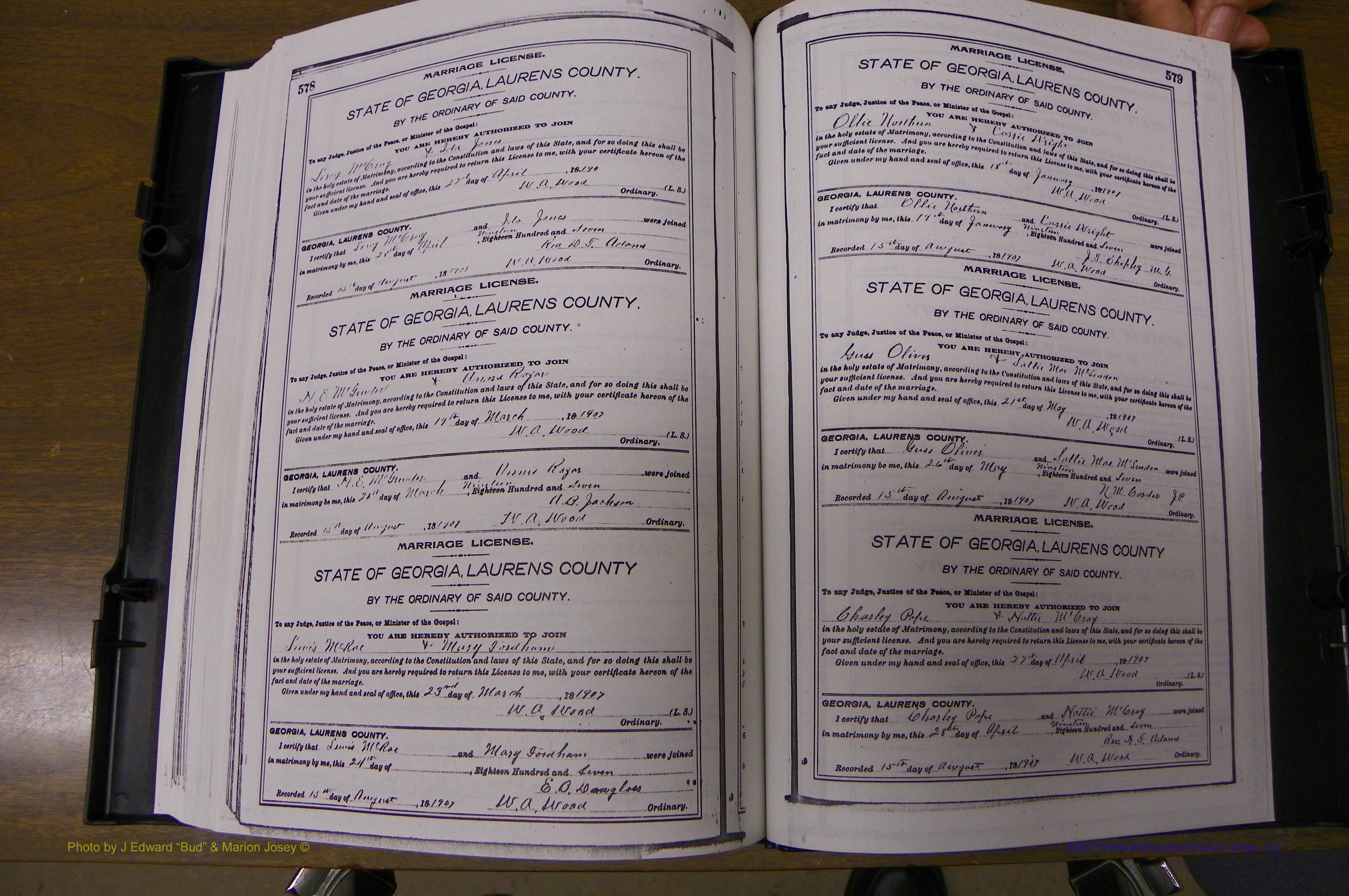 Laurens Co, GA, Marriages Book M, 1905 - 1915, Colored, P 578-579.JPG